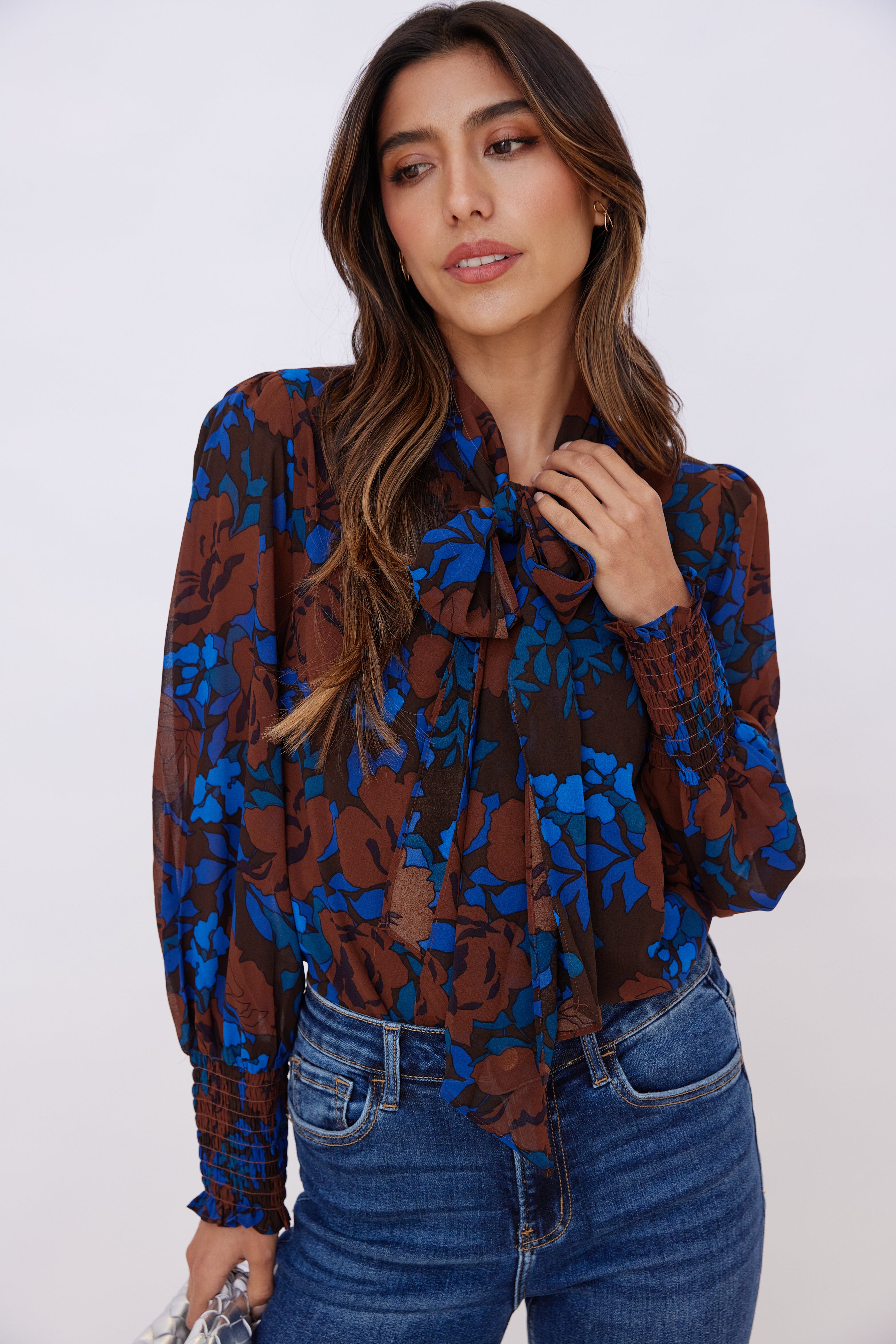SALE - Cora Tie Neck Blouse