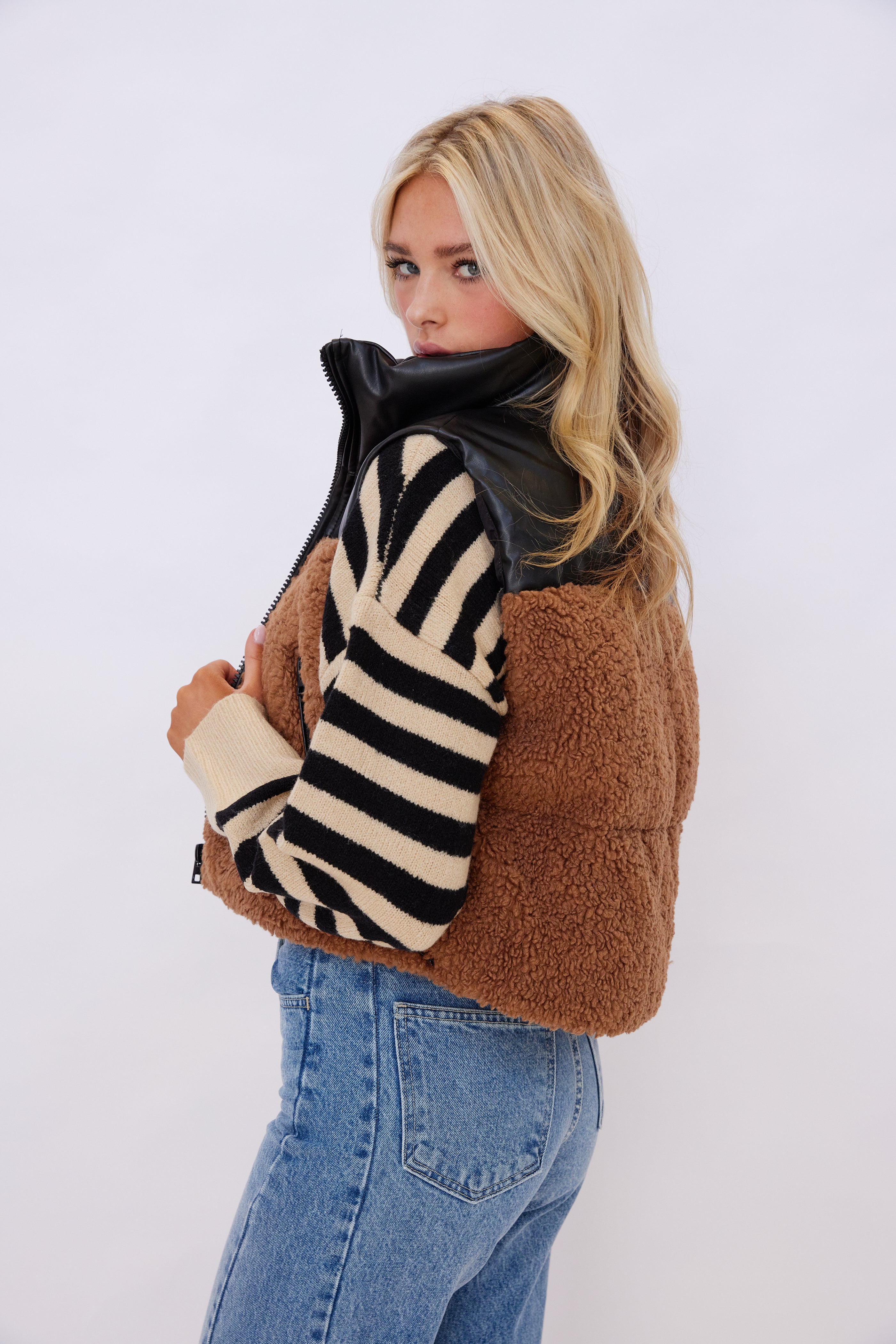 Maddox Color Block Sherpa Vest