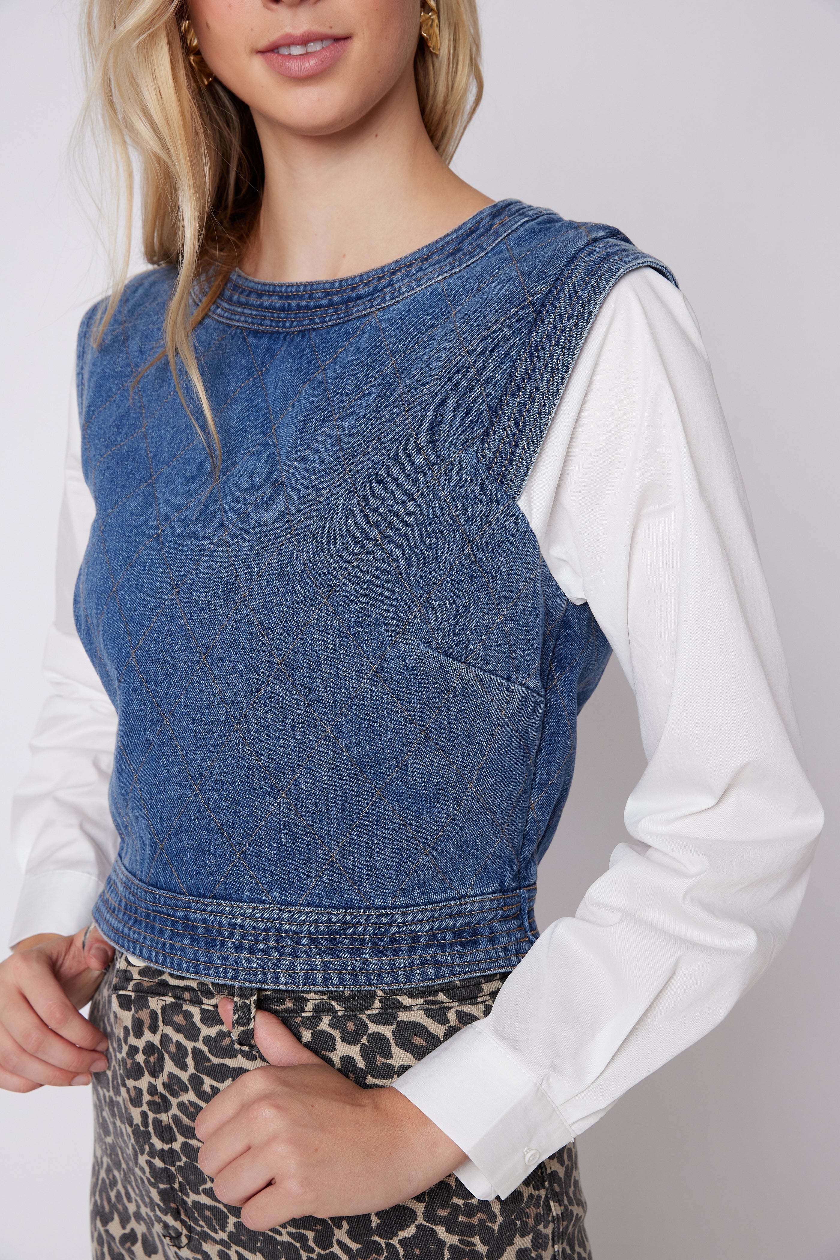SALE - Sahar Denim Poplin Top