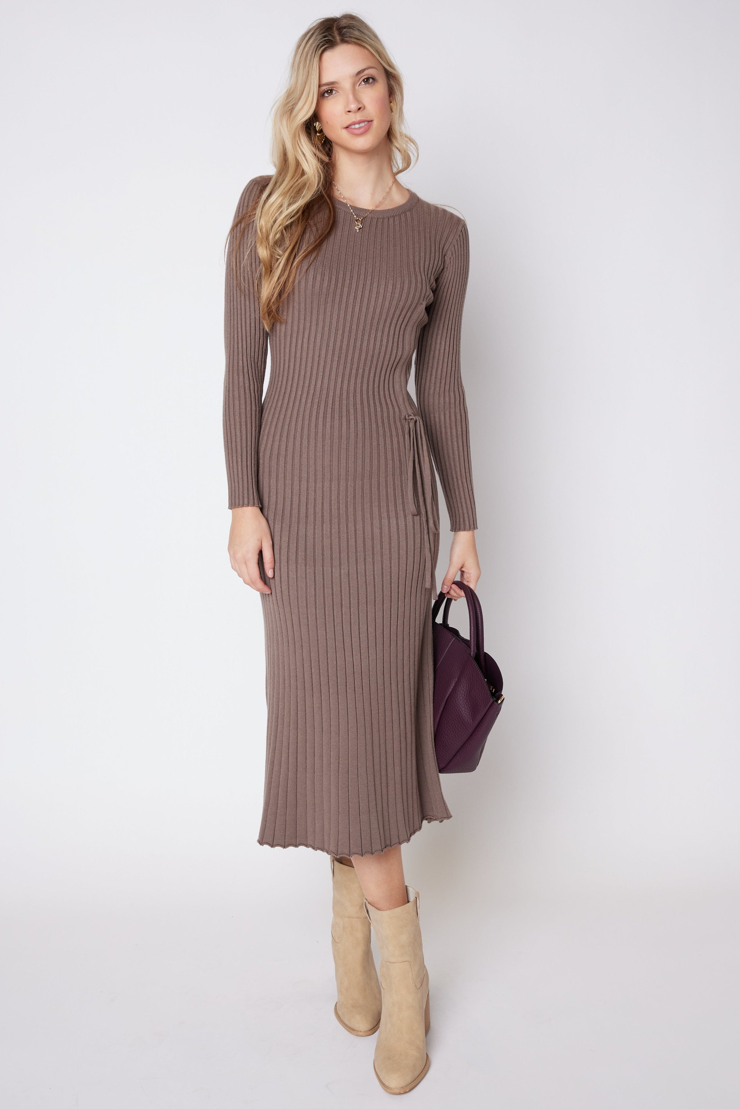 SALE - Alisha Side Shirring Sweater Dress