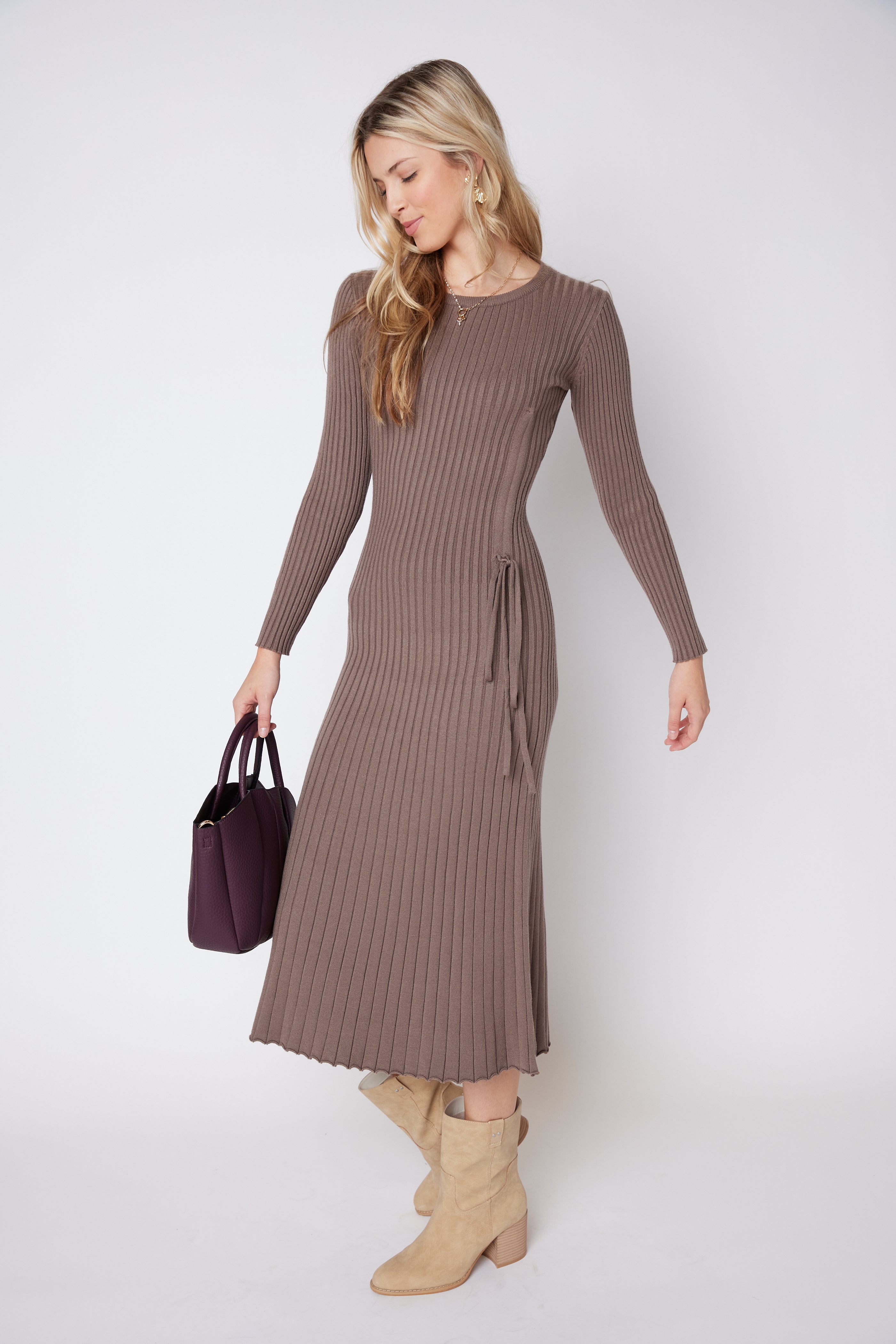 SALE - Alisha Side Shirring Sweater Dress