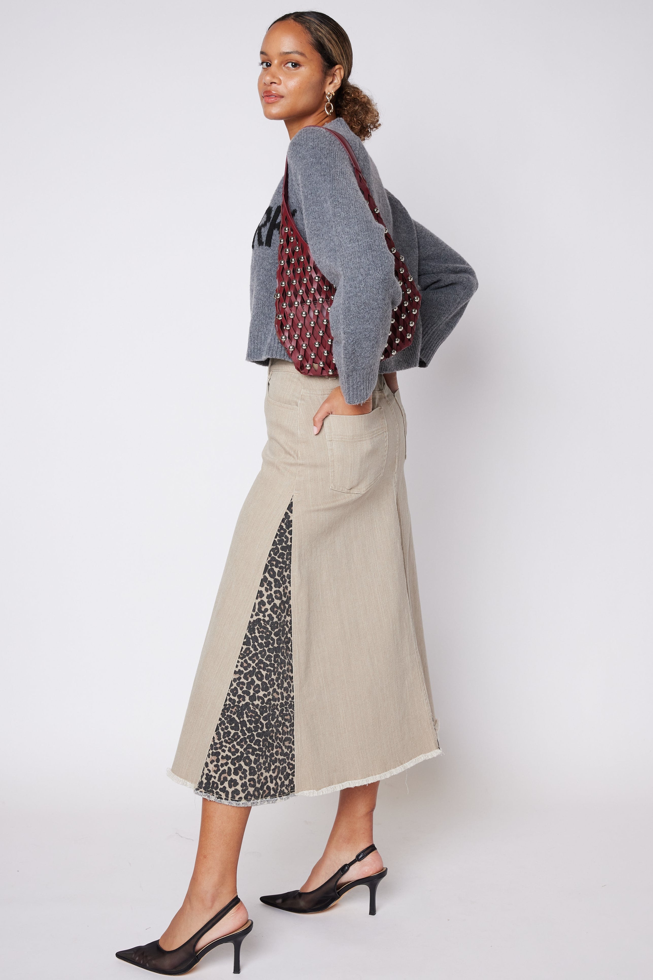 SALE - Joyce Leopard Paneled Skirt
