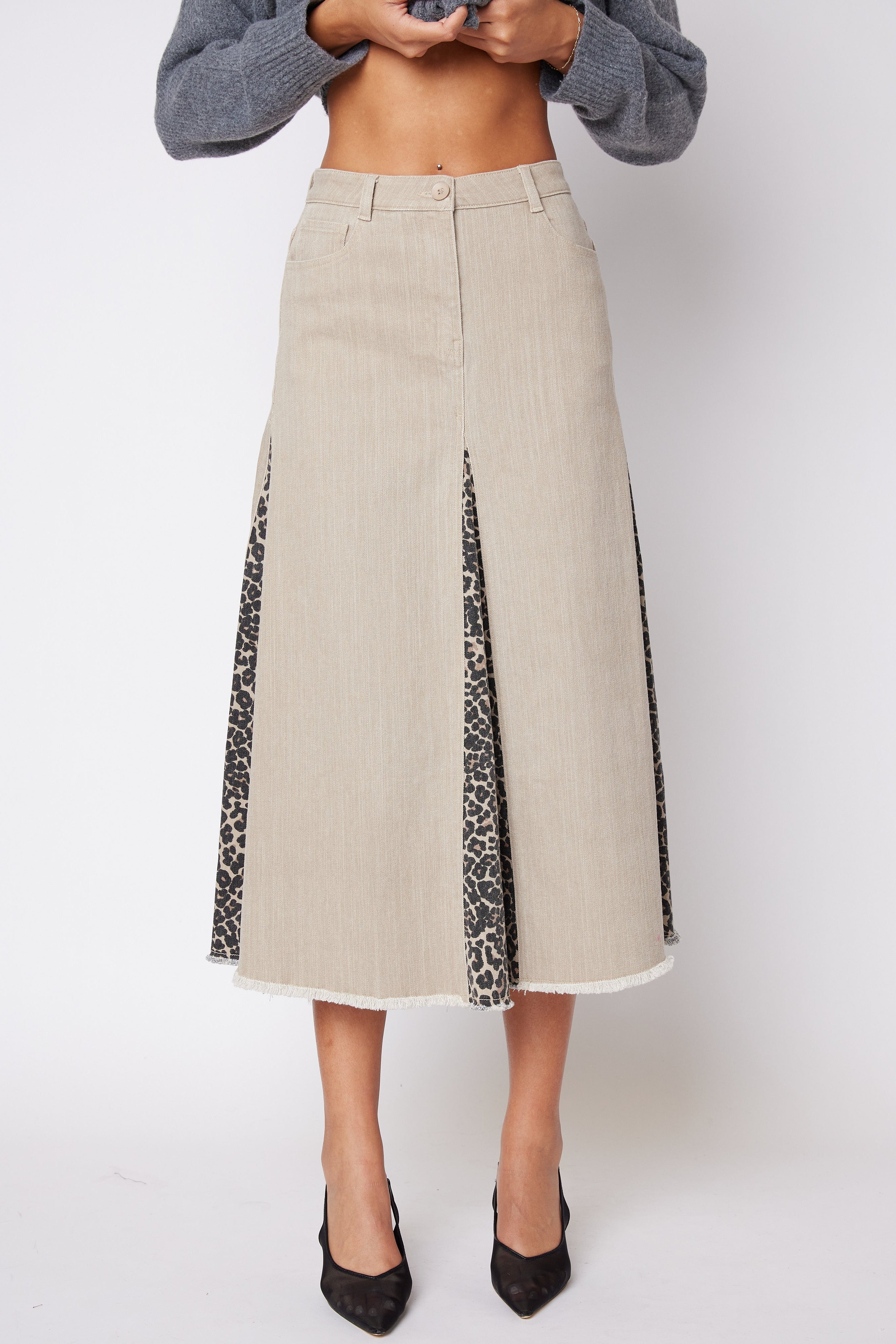 SALE - Joyce Leopard Paneled Skirt