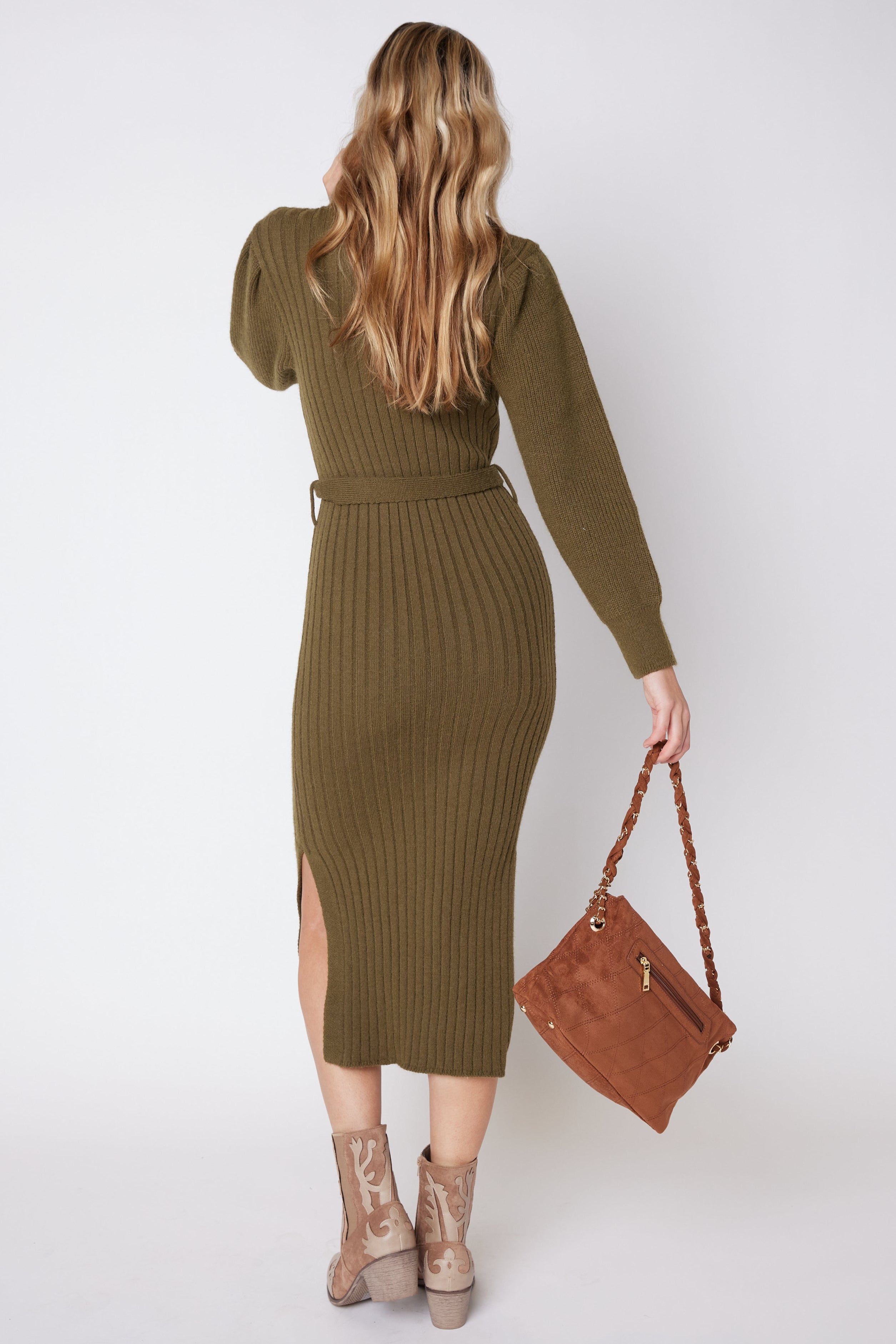 SALE - James Turtleneck Tie Waist Sweater Dress