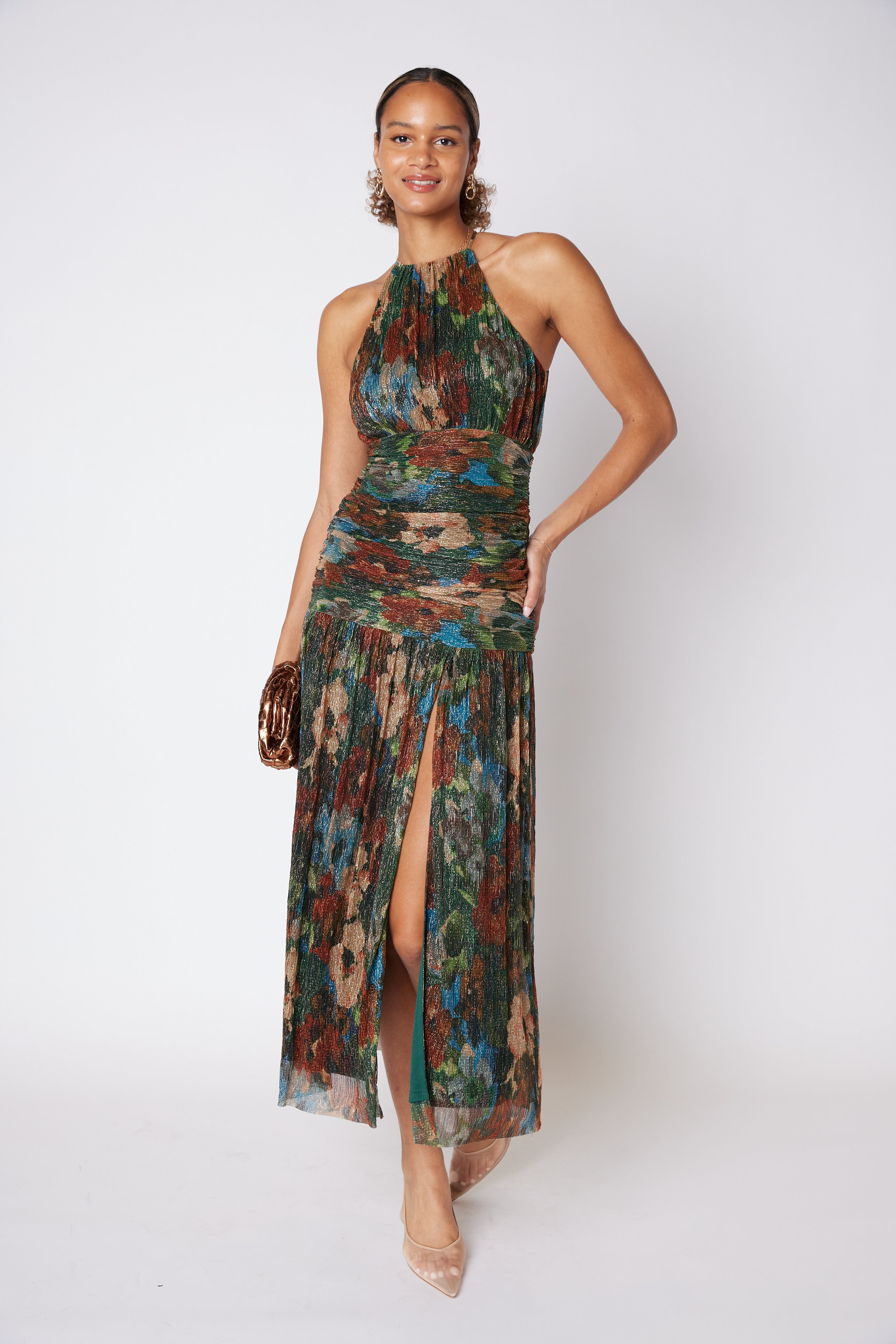 SALE - Blaine High Neck Pleated Dress