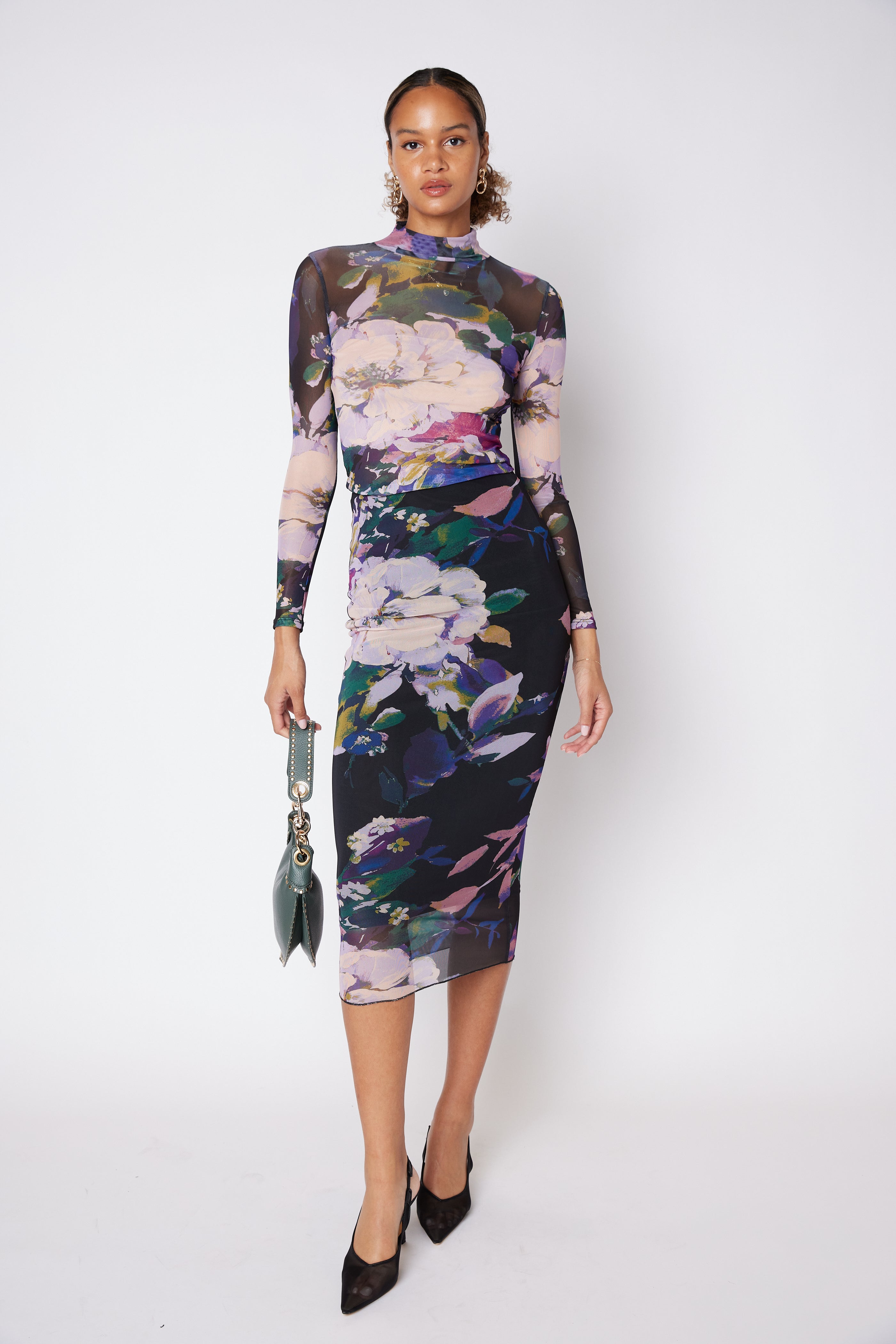 Lewis Floral Fitted Midi Skirt