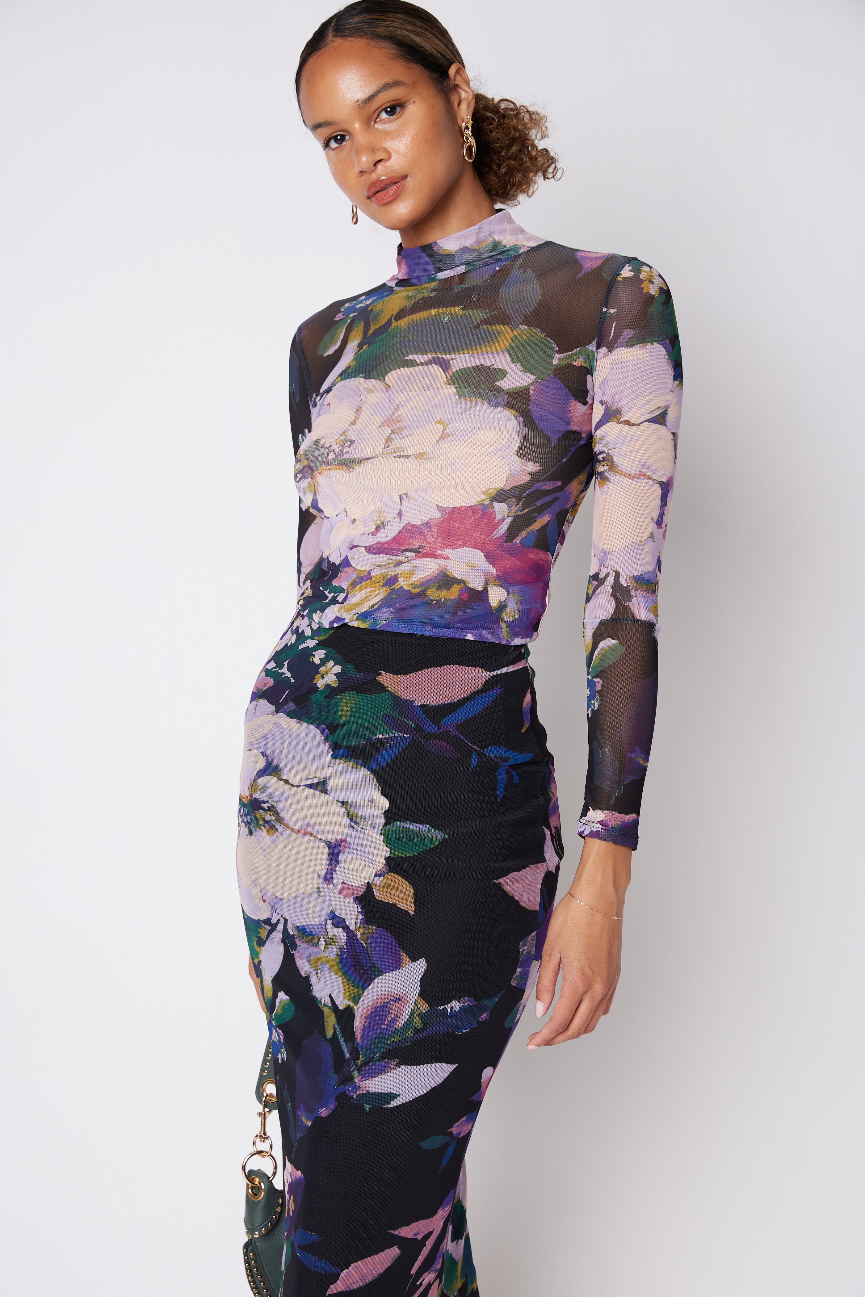 Lewis Floral Fitted Midi Skirt