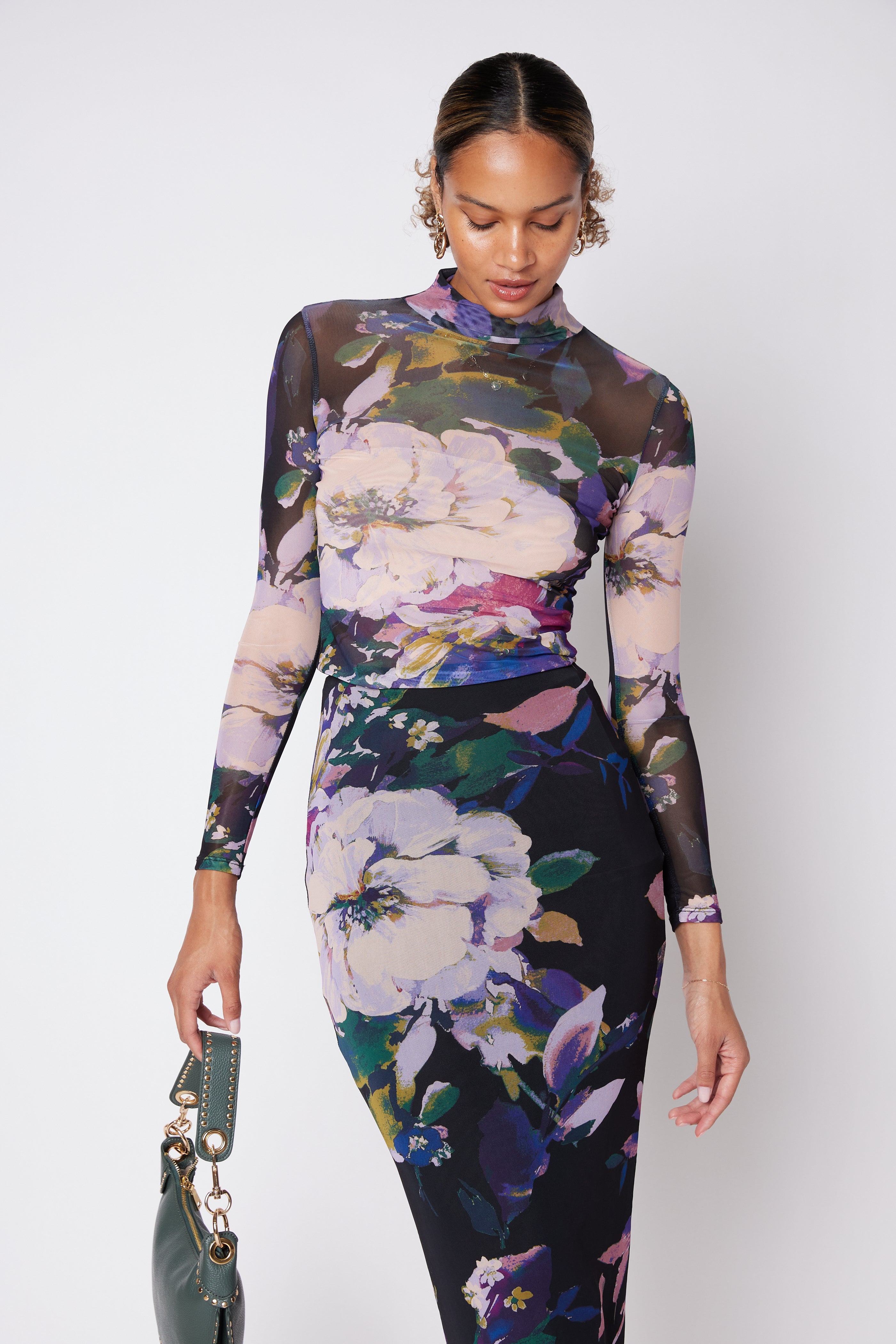 Lewis Floral Fitted Midi Skirt