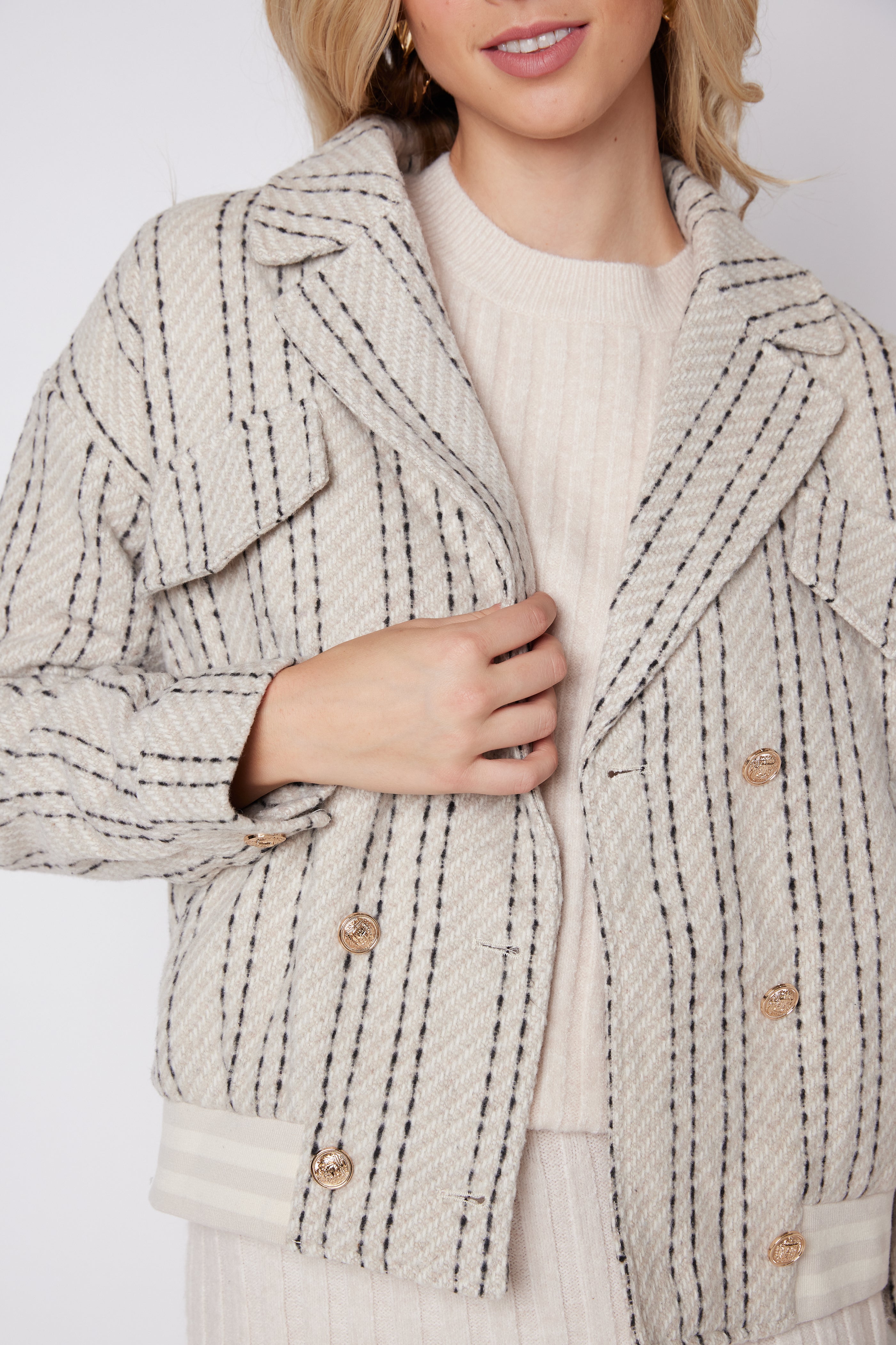 SALE - Lilian Striped Bomber Jacket