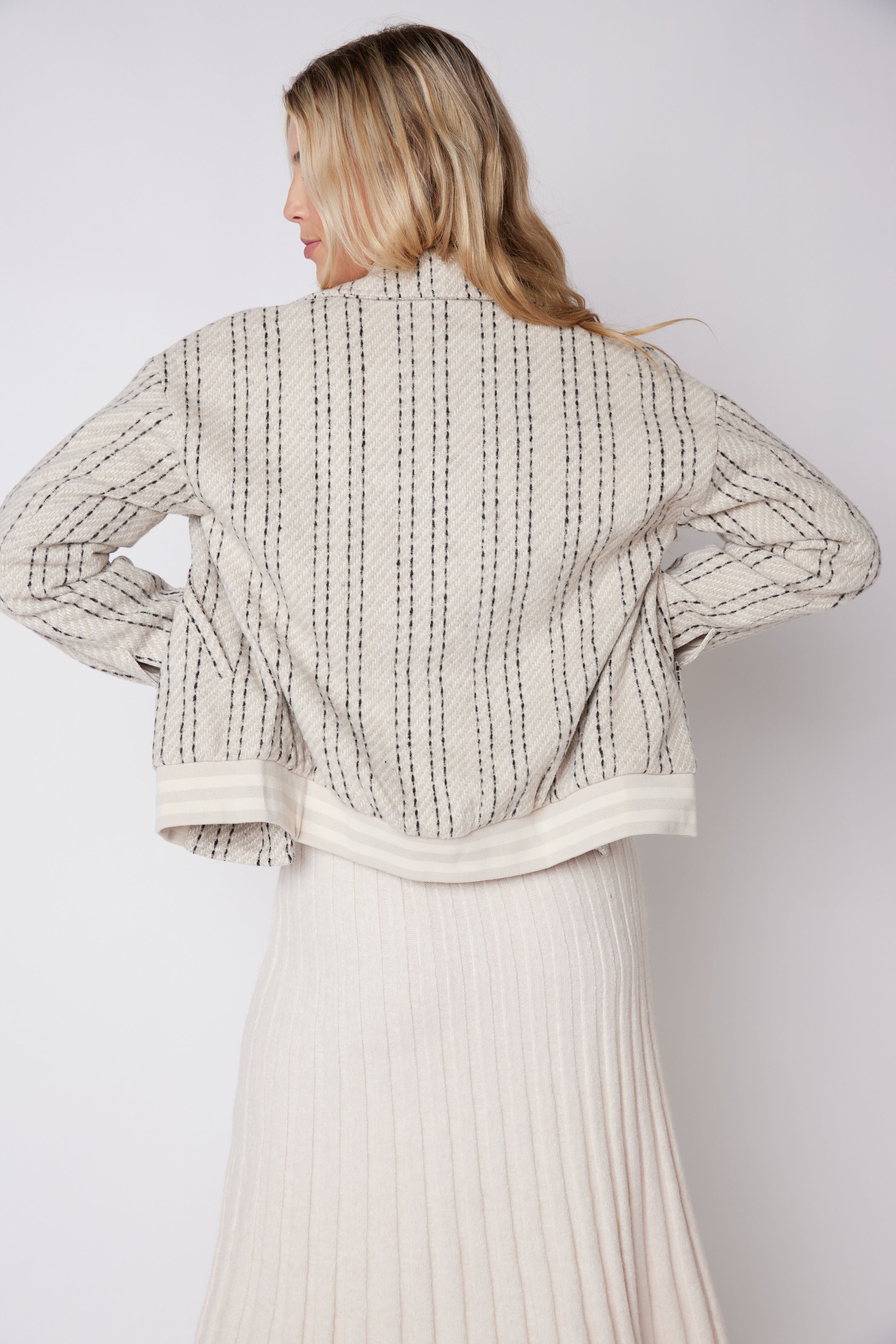 SALE - Lilian Striped Bomber Jacket