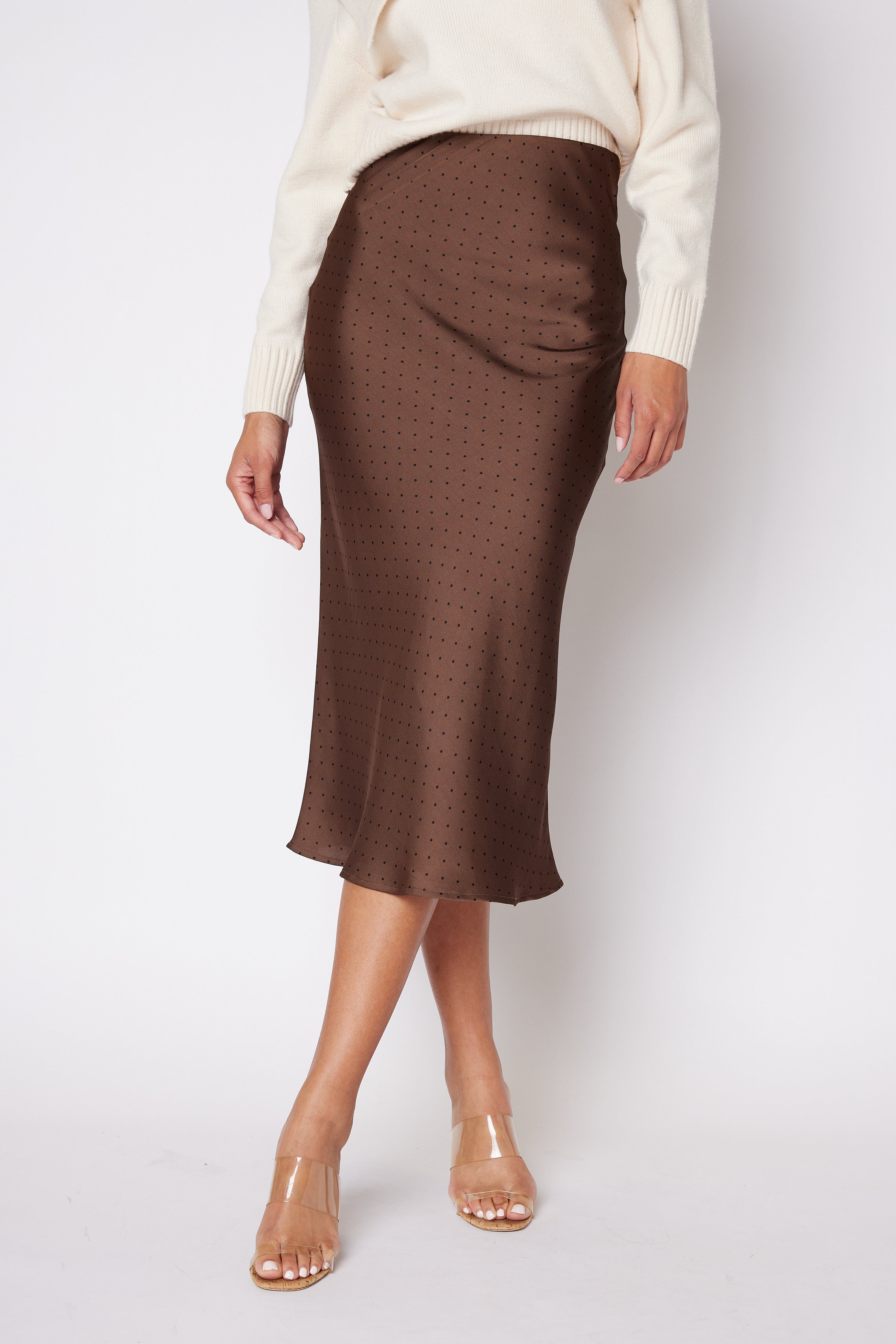 SALE - Alexis High Waist Polka Dot Midi Skirt