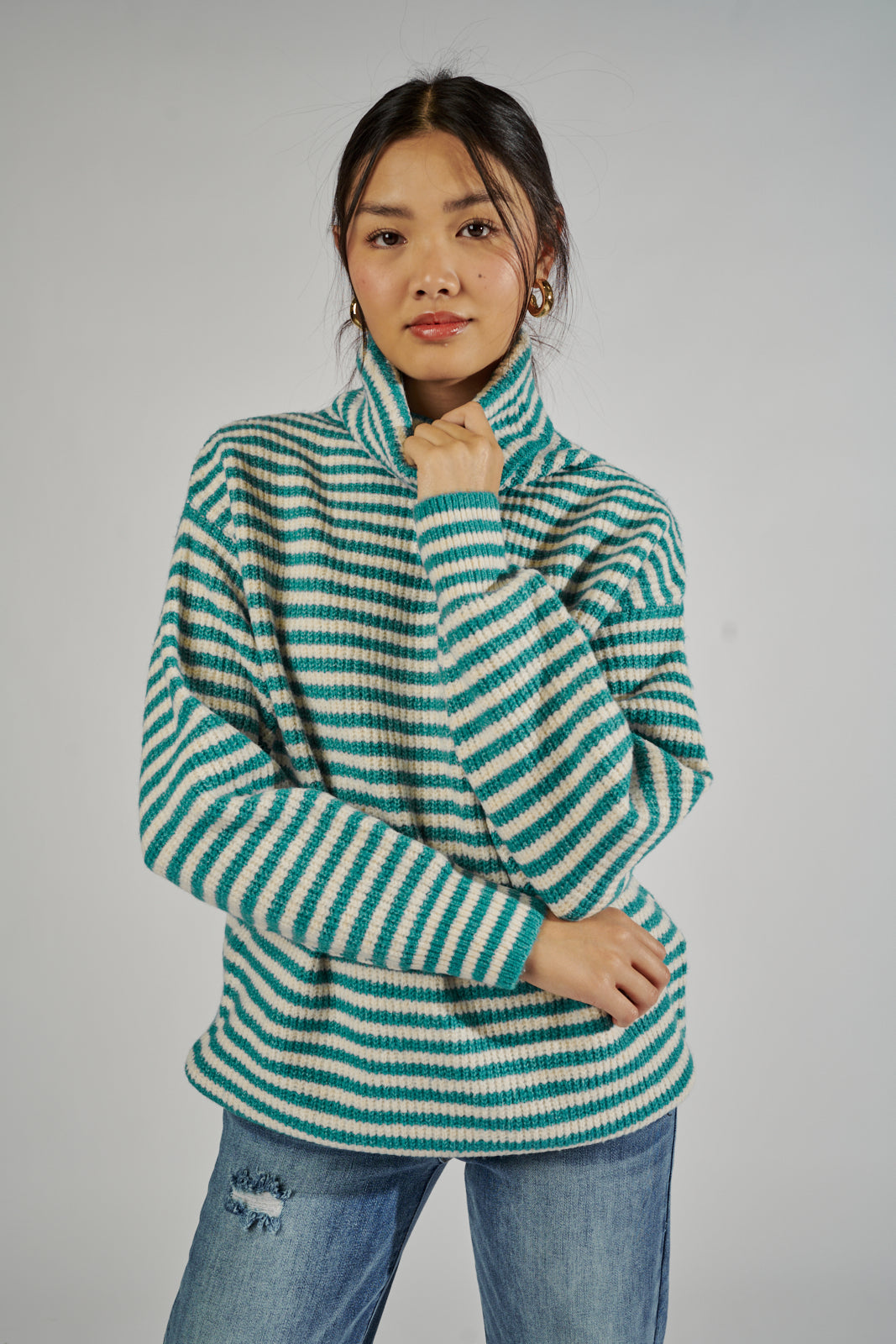 Naomi Striped Turtleneck Sweater - fab'rik