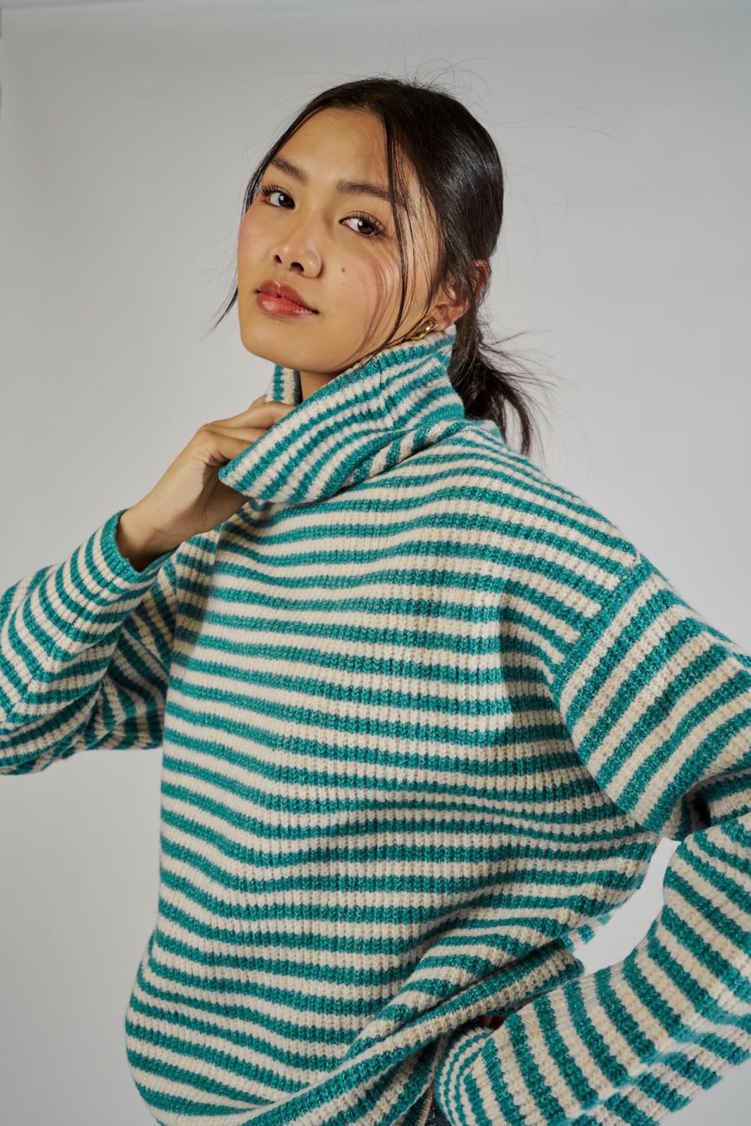 Naomi Striped Turtleneck Sweater - fab'rik