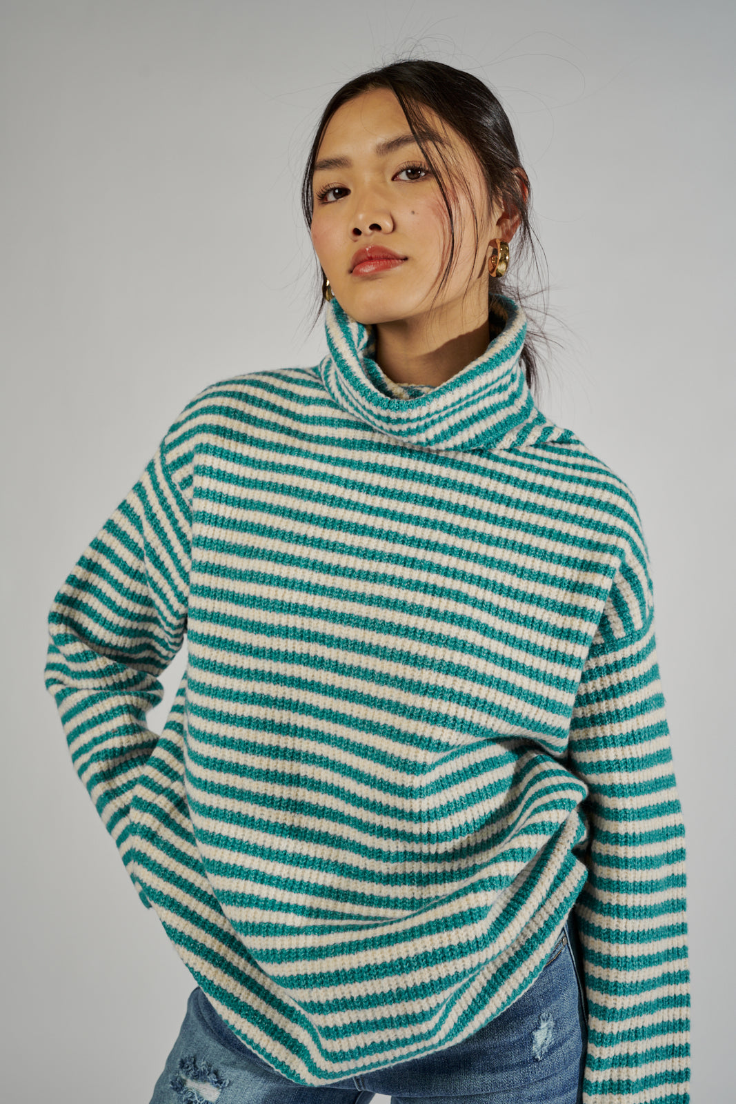 Naomi Striped Turtleneck Sweater - fab'rik