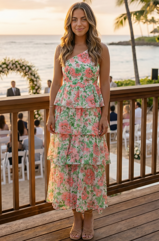 pink and green floral maxi dress Isabella Tiered Dimension:6-9 ay Maxi length Relaxed fit 925 FARM Rio Colorful Dress,