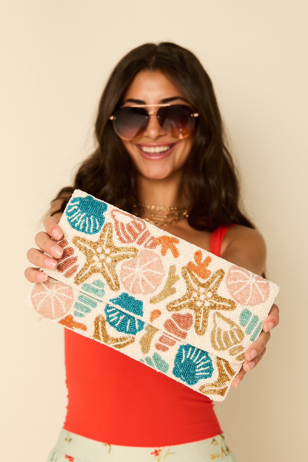 Seashells Beaded Clutch