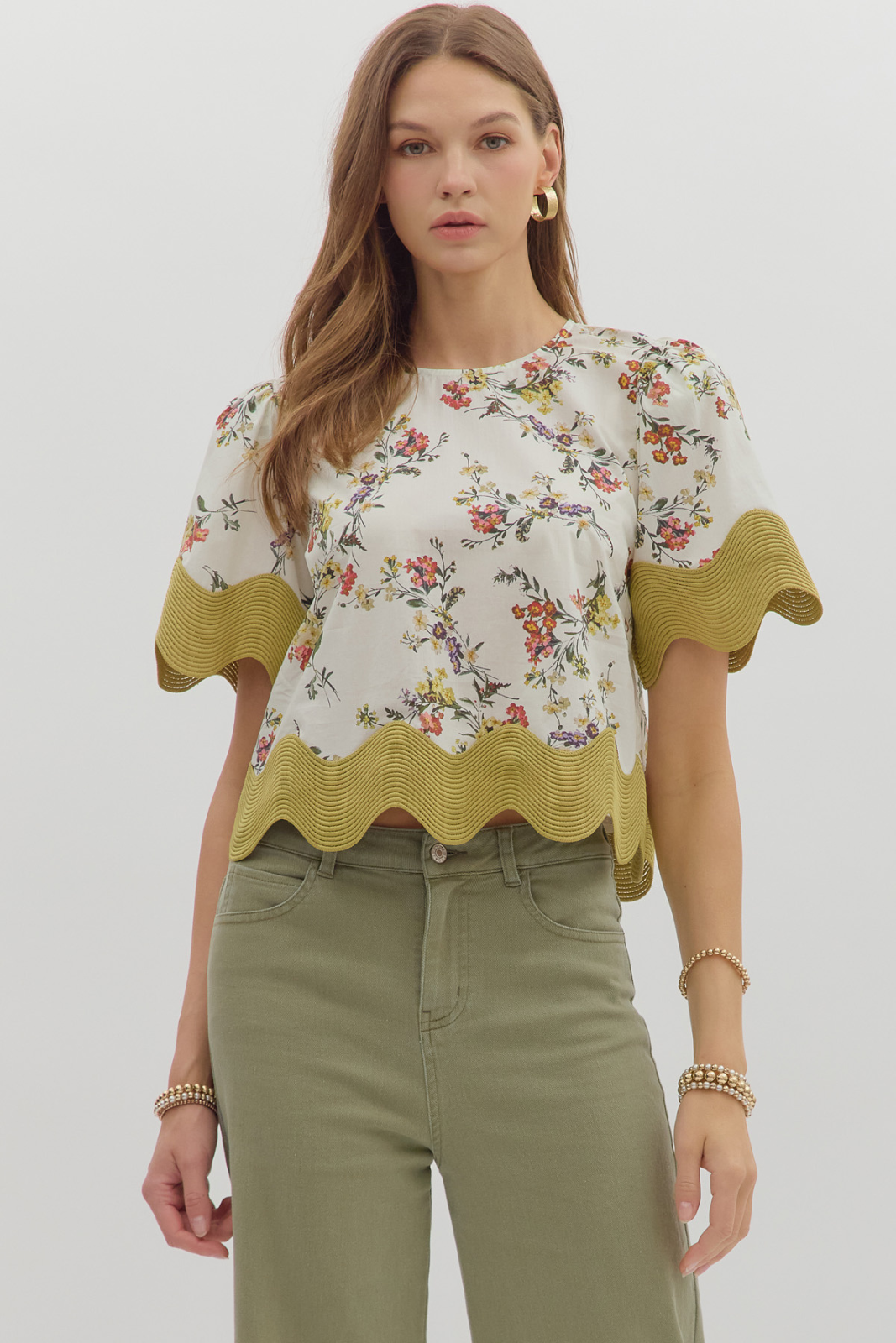 Tracy Scalloped Hem Floral Top