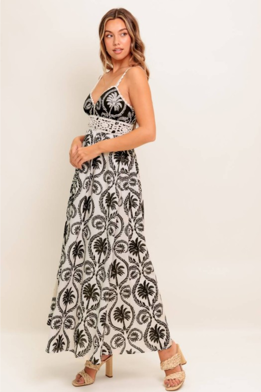 Eloise Printed Lace Hem Maxi Dress