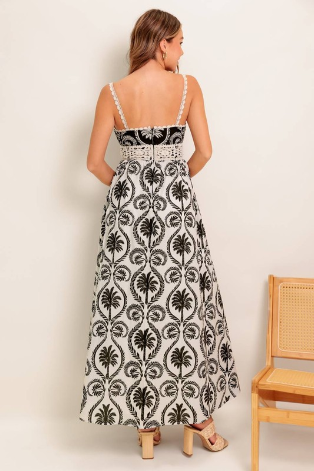 Eloise Printed Lace Hem Maxi Dress