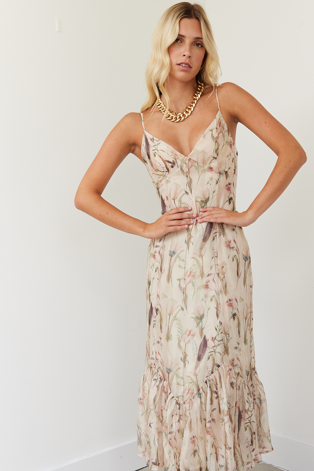 Michelle Tulip Floral Midi Dress