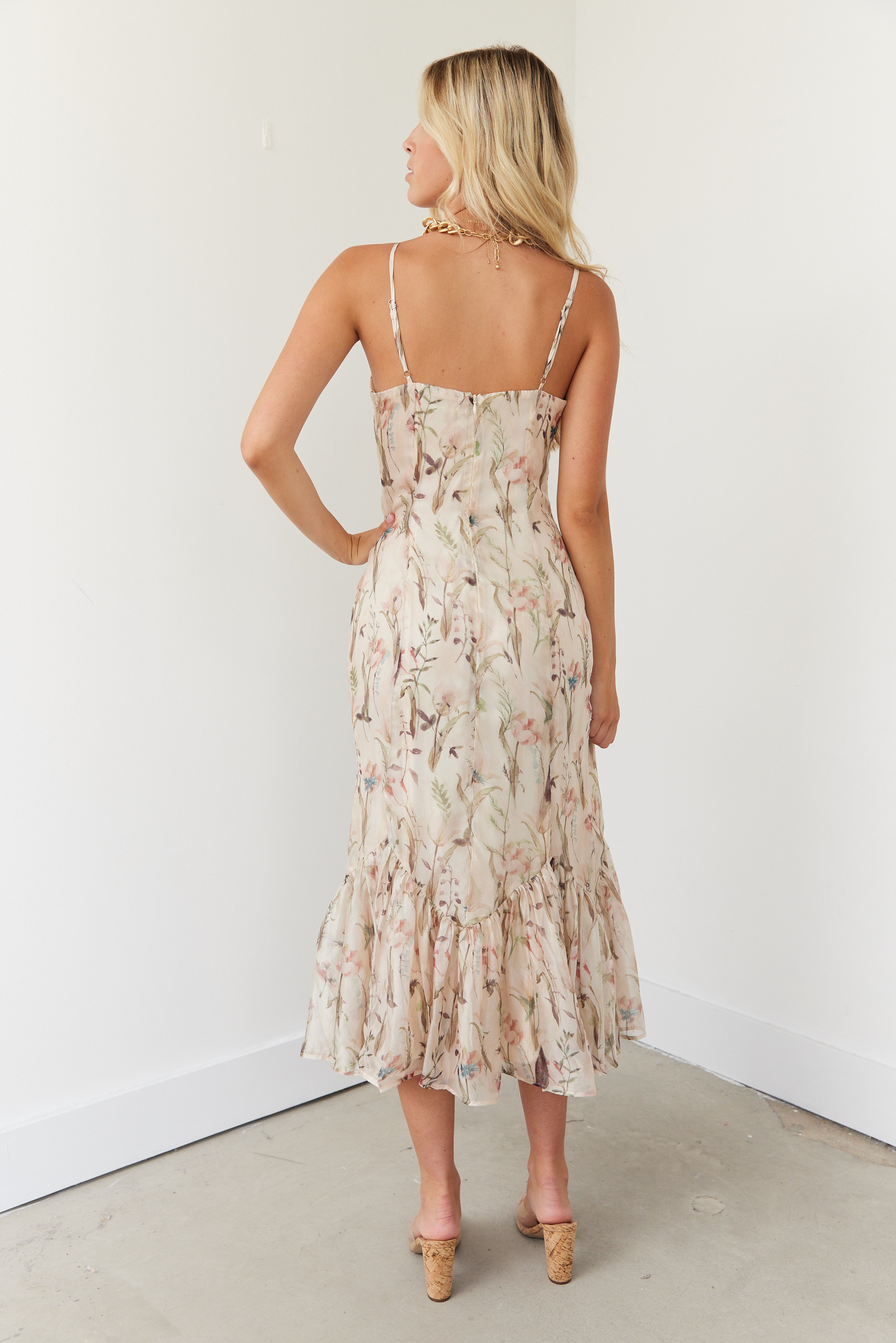 Michelle Tulip Floral Midi Dress
