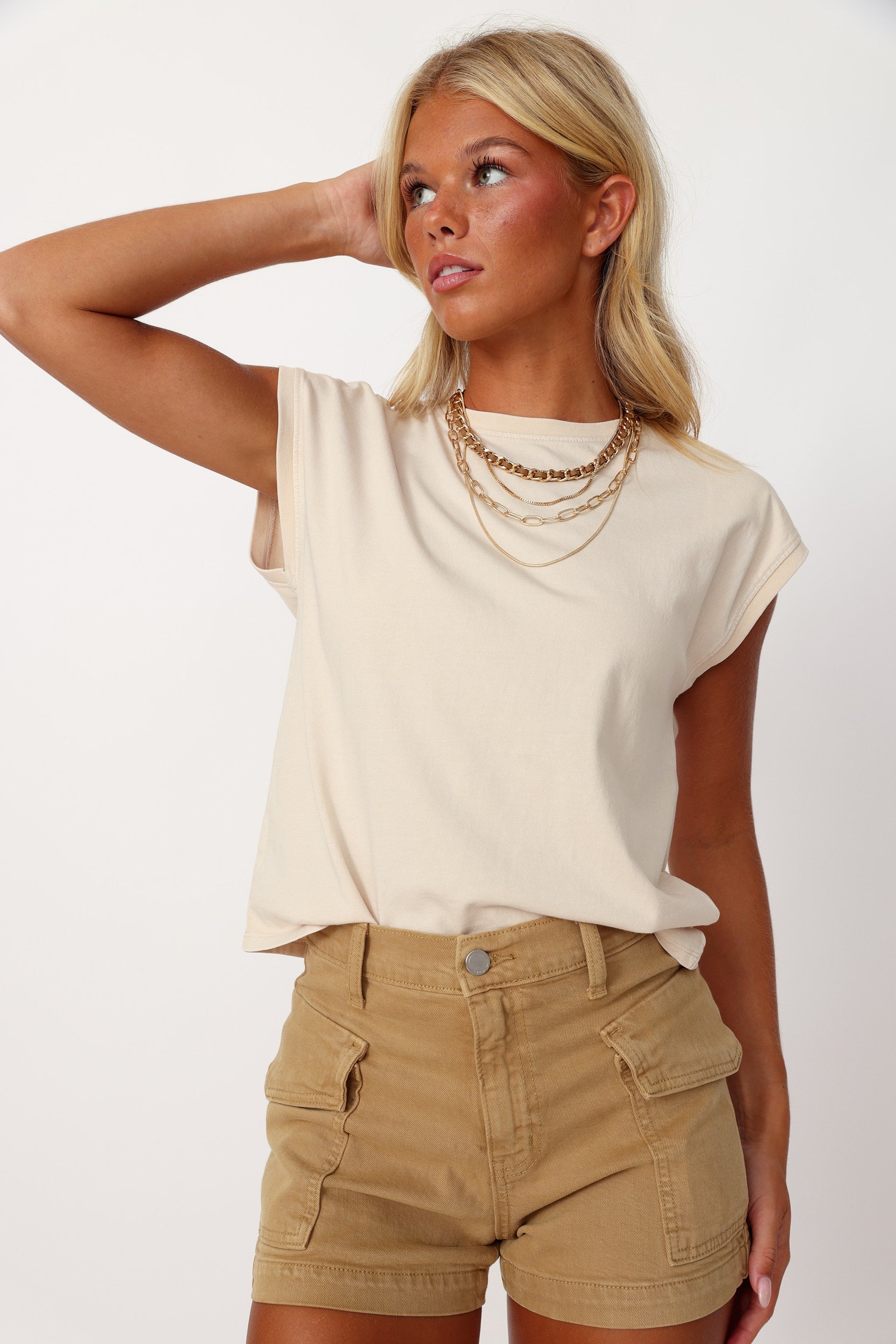 SALE - Esme Cropped Acid Wash Cap Sleeve Tee