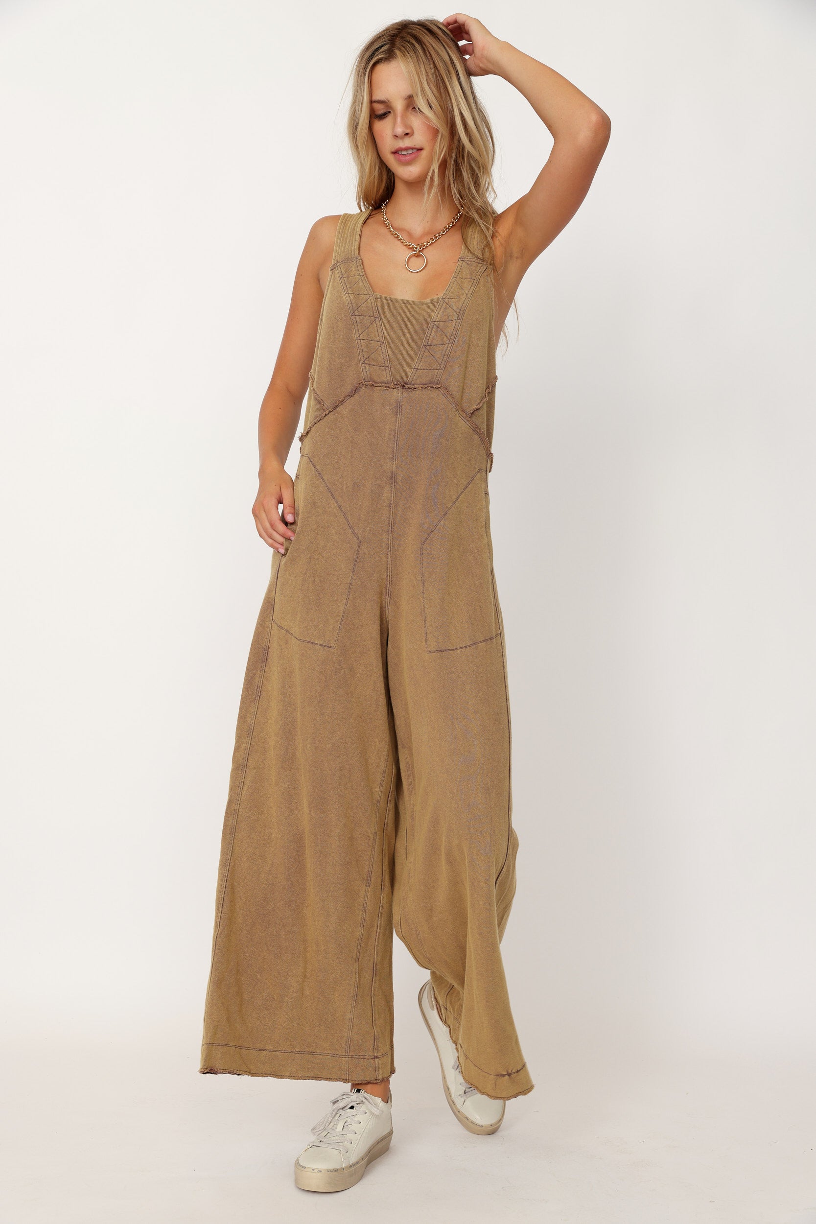 SALE - Wiley Mineral Wash Wide Leg Jumpsuit