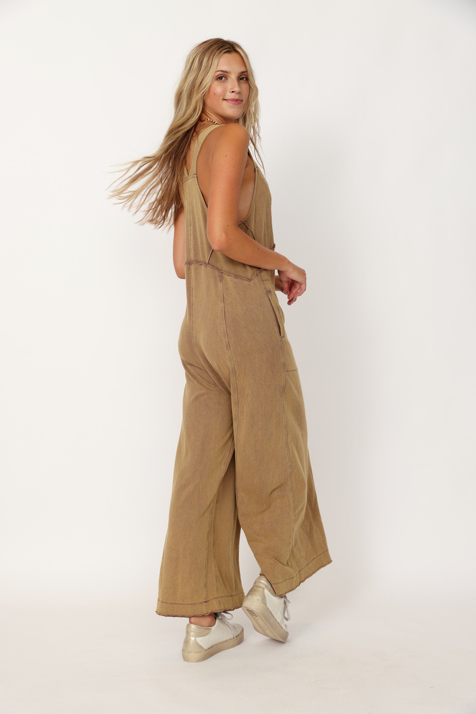 SALE - Wiley Mineral Wash Wide Leg Jumpsuit