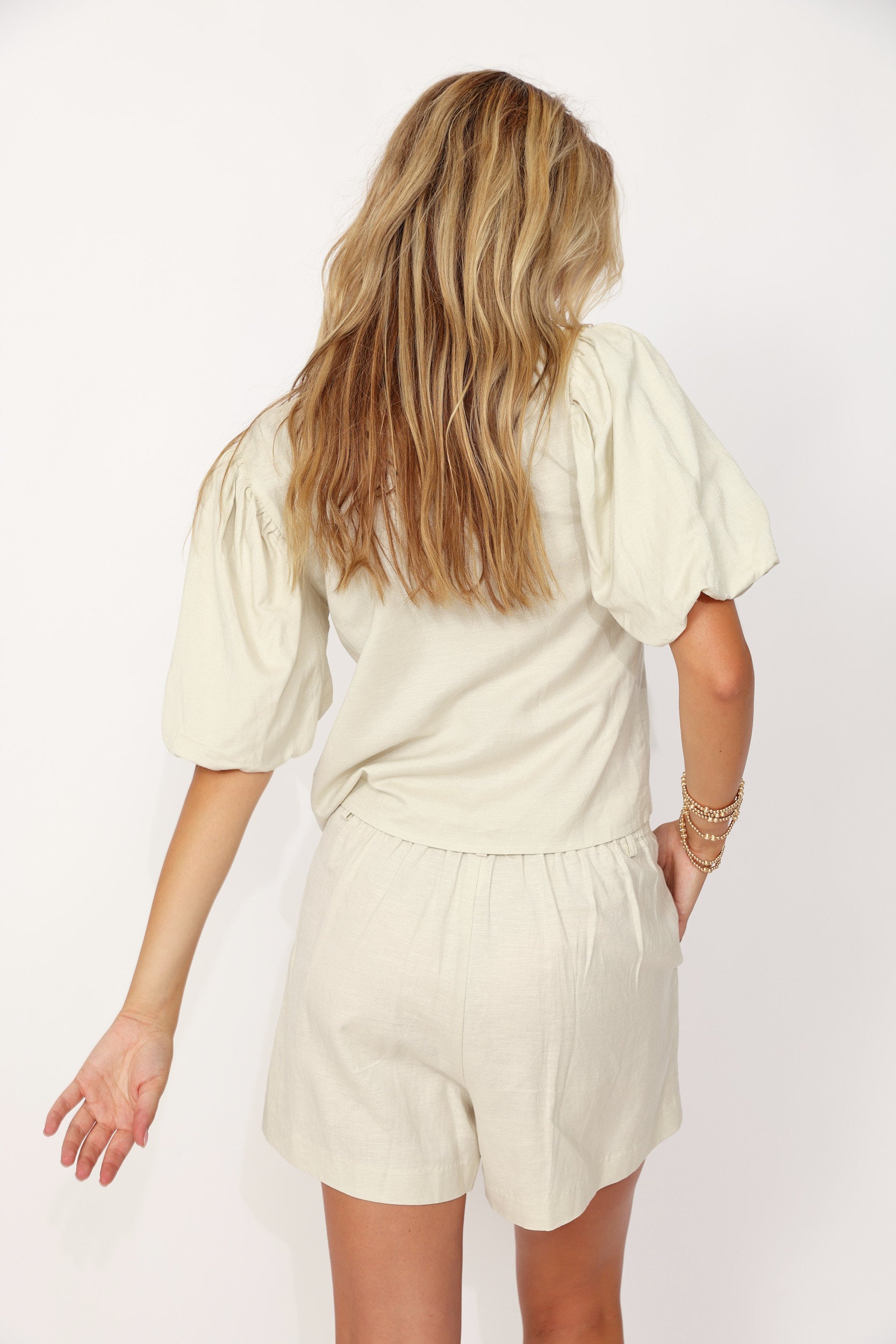 SALE - Rivera Balloon Sleeve V Neck Blouse