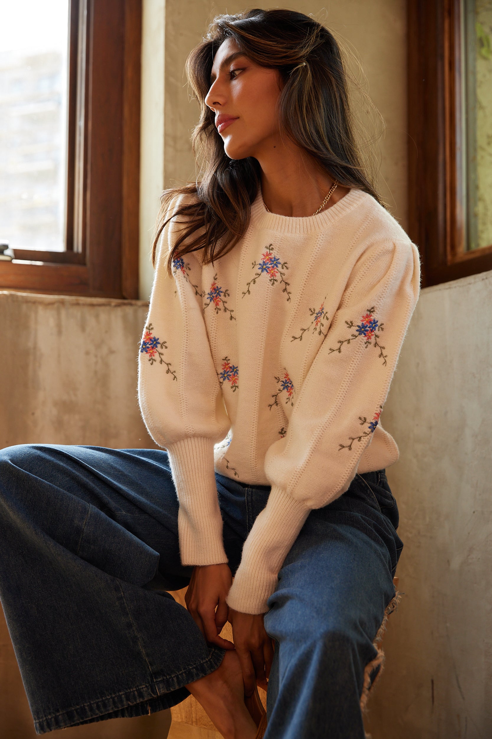 Catrin Floral Embroidery Sweater
