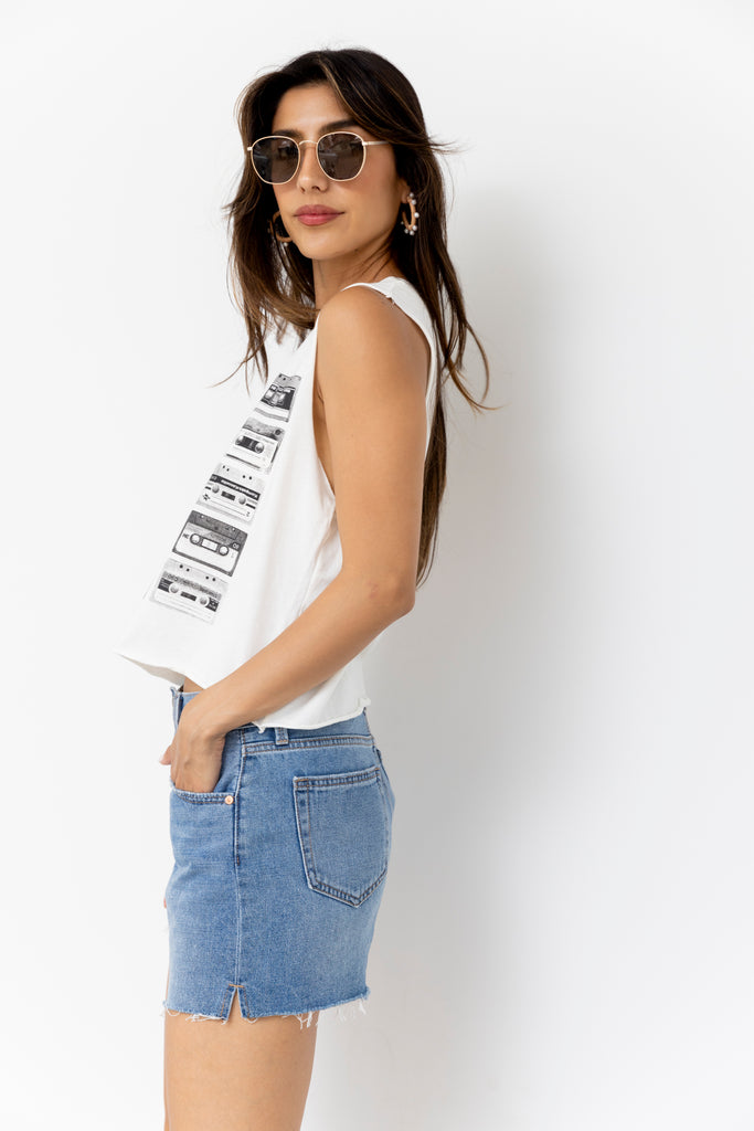 Cassette Tape Sleeveless Graphic Tee - fab'rik