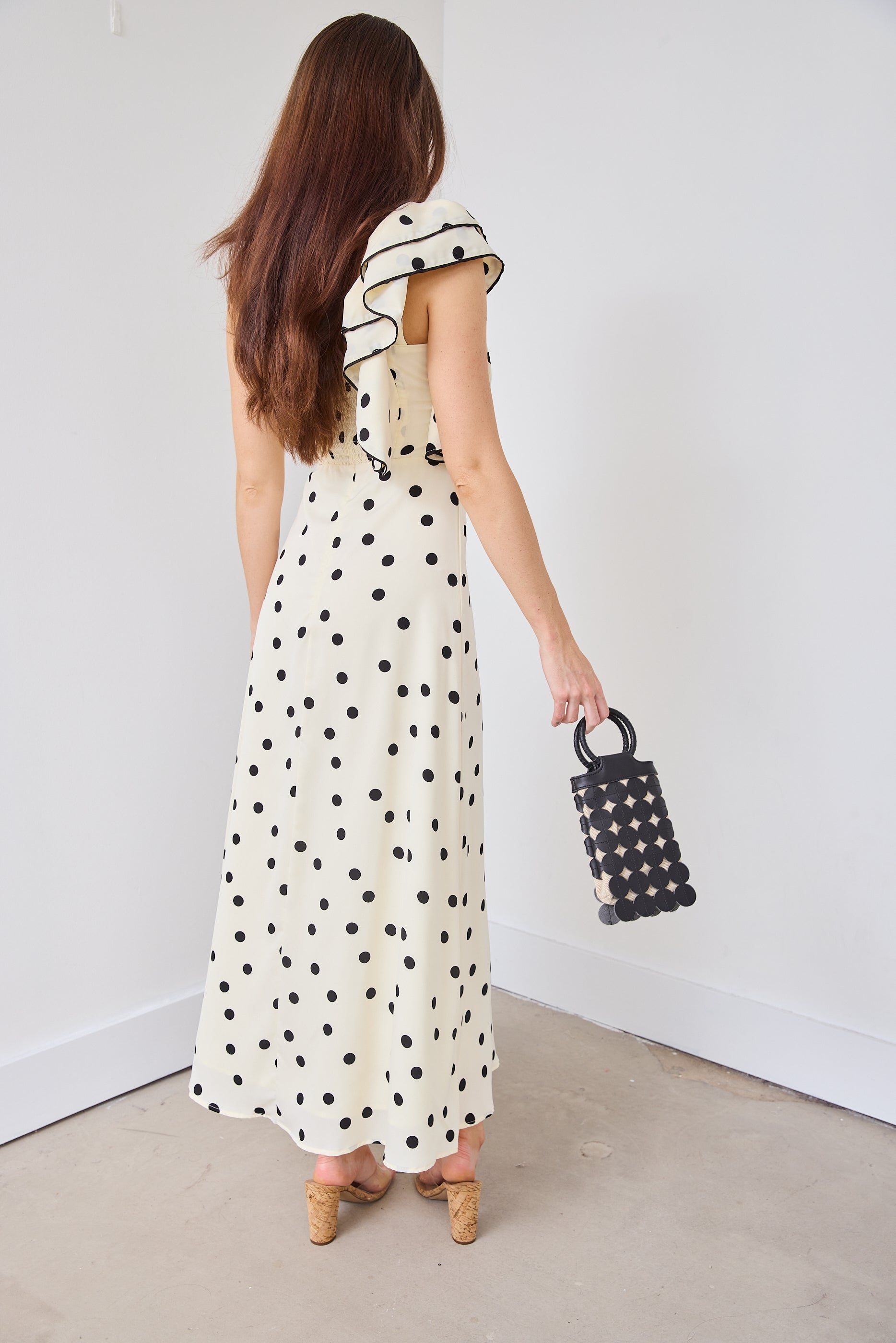 SALE - Natalie Polka Dot One Shoulder Midi Dress