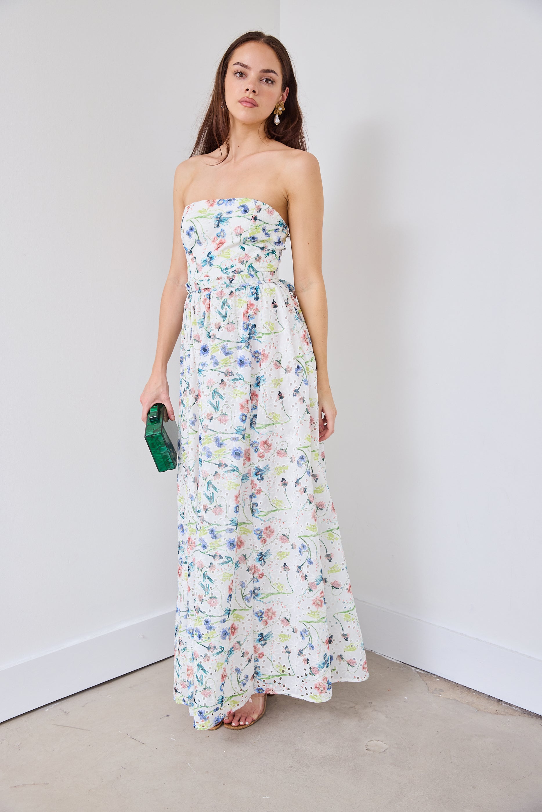 Alisha Eyelet Floral Maxi Dress - fab'rik