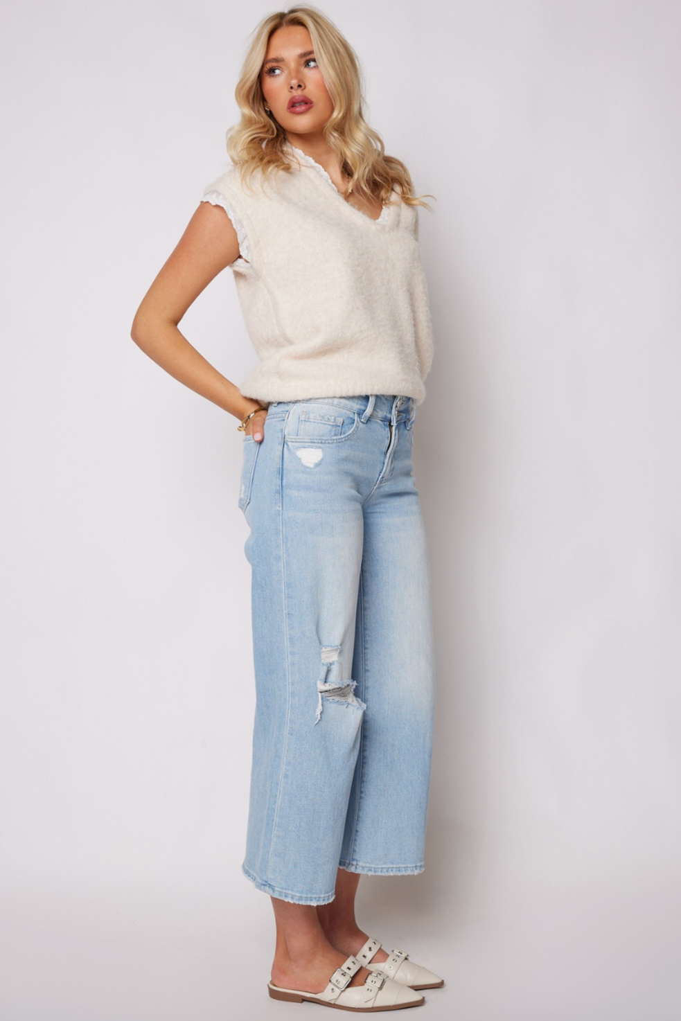 SALE - Murray High Rise Cropped Wide Leg Jeans
