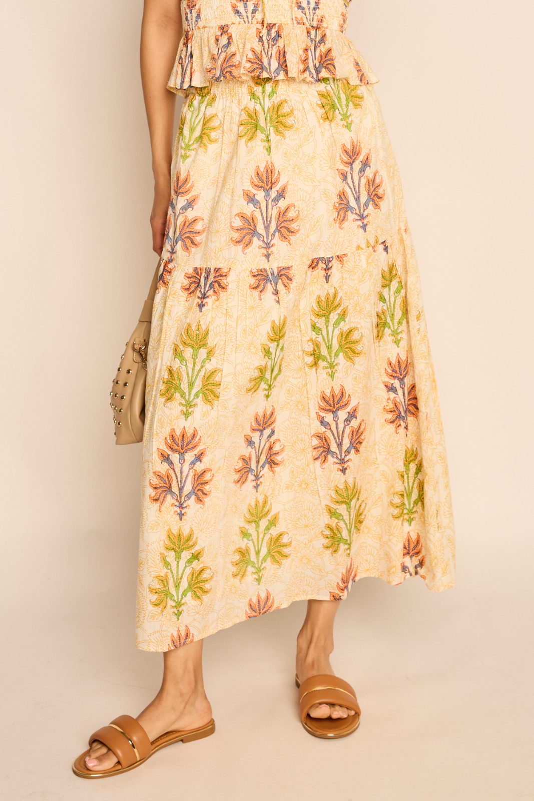 Jaci Printed Tiered Midi Skirt