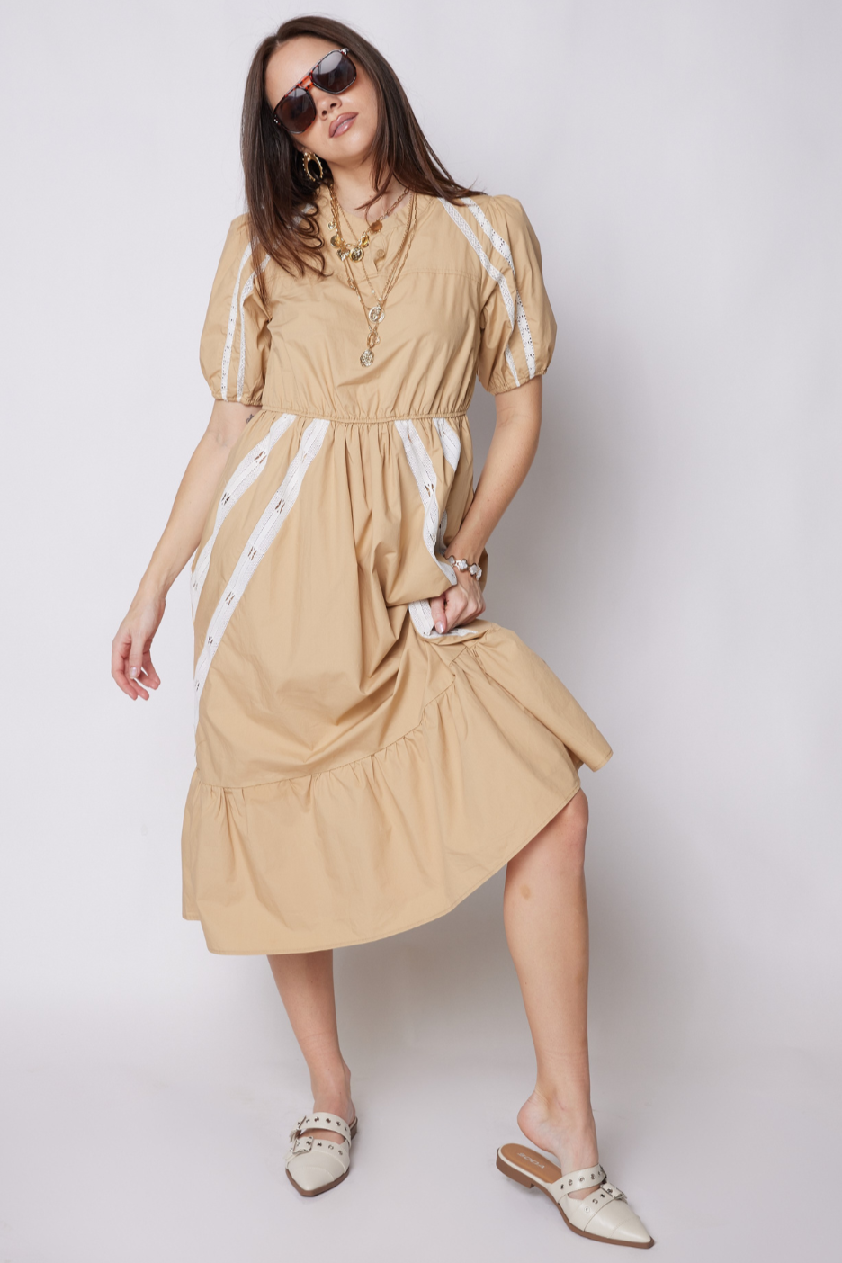 SALE - Paige Lace Trim Detail Midi Dress