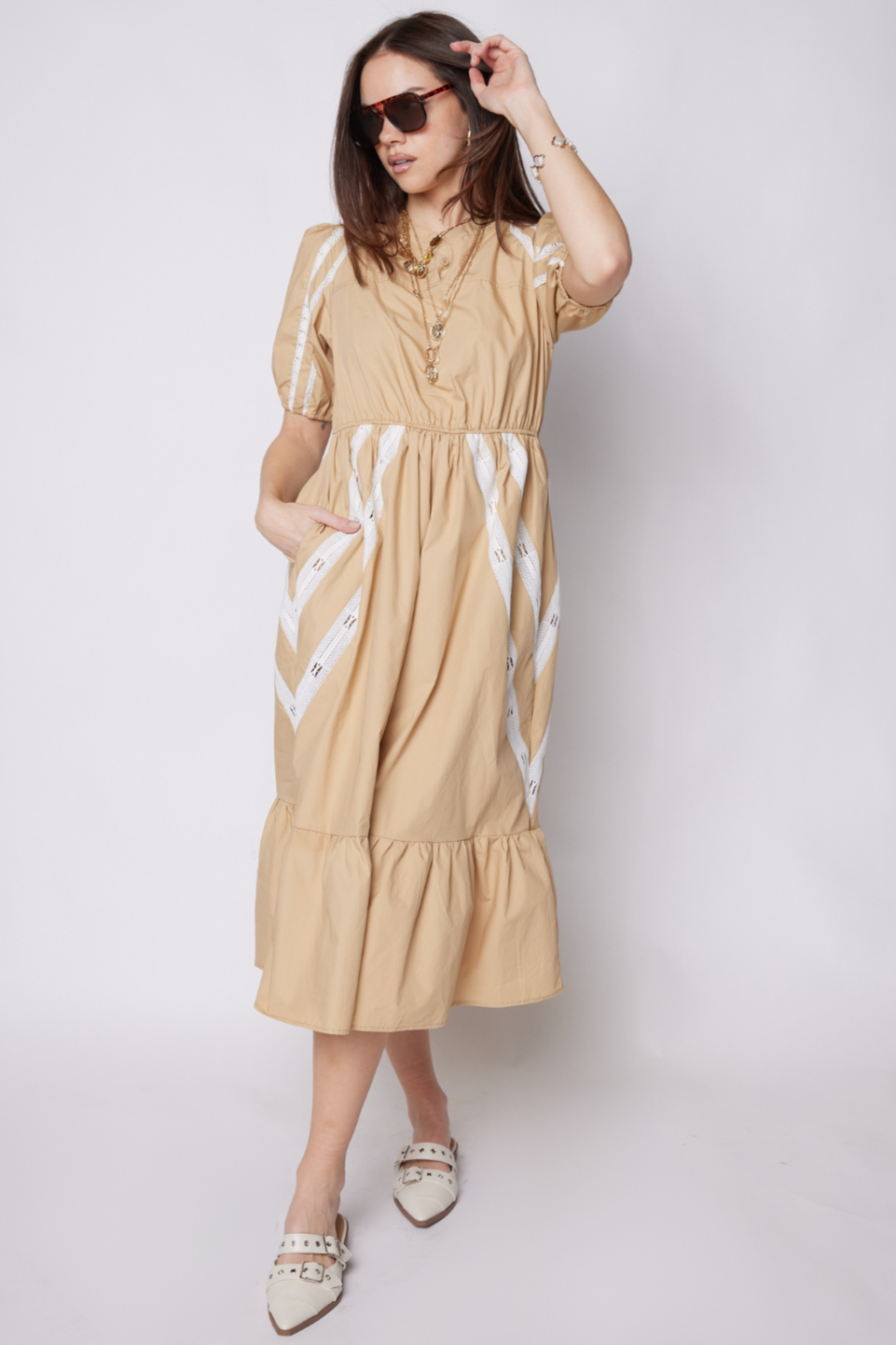 SALE - Paige Lace Trim Detail Midi Dress