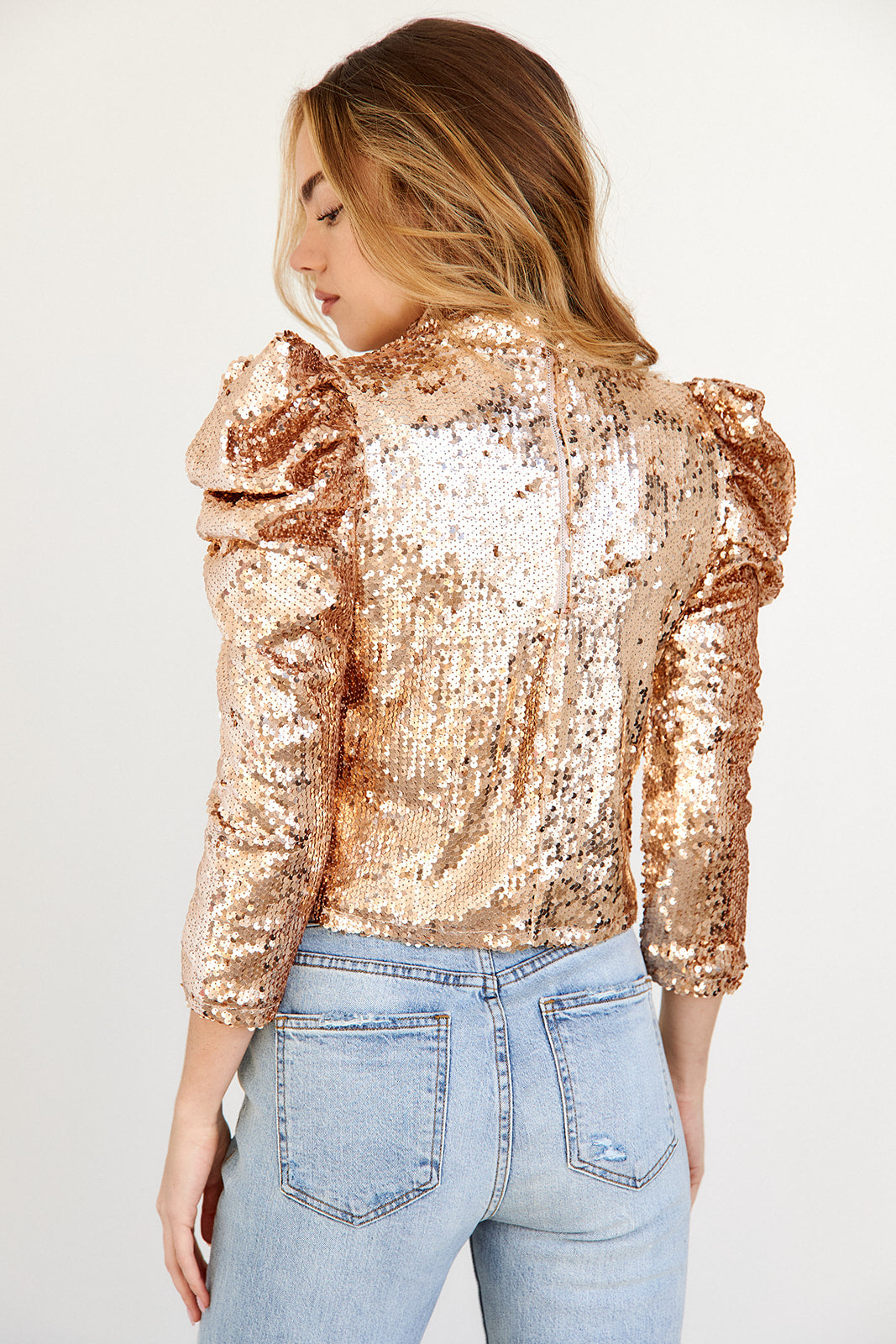 SALE - Ariella Sequin Ruched Shoulder Blouse - fab'rik
