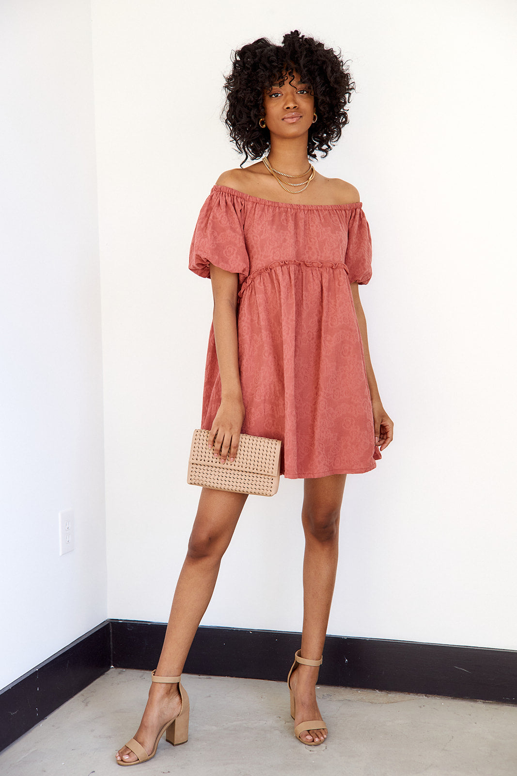 Gaines Puff Sleeve Off Shoulder Dress - fab'rik