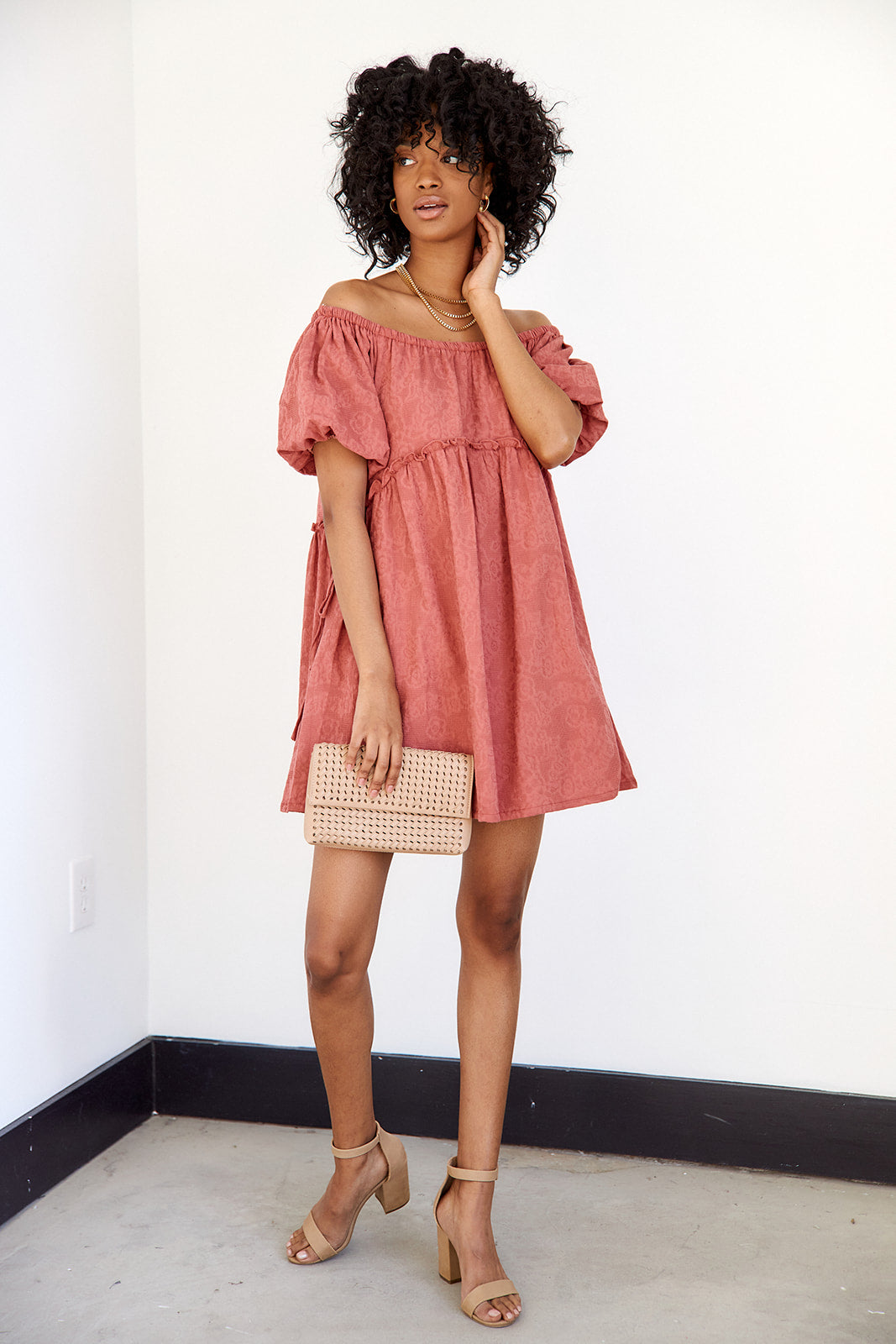 Gaines Puff Sleeve Off Shoulder Dress - fab'rik