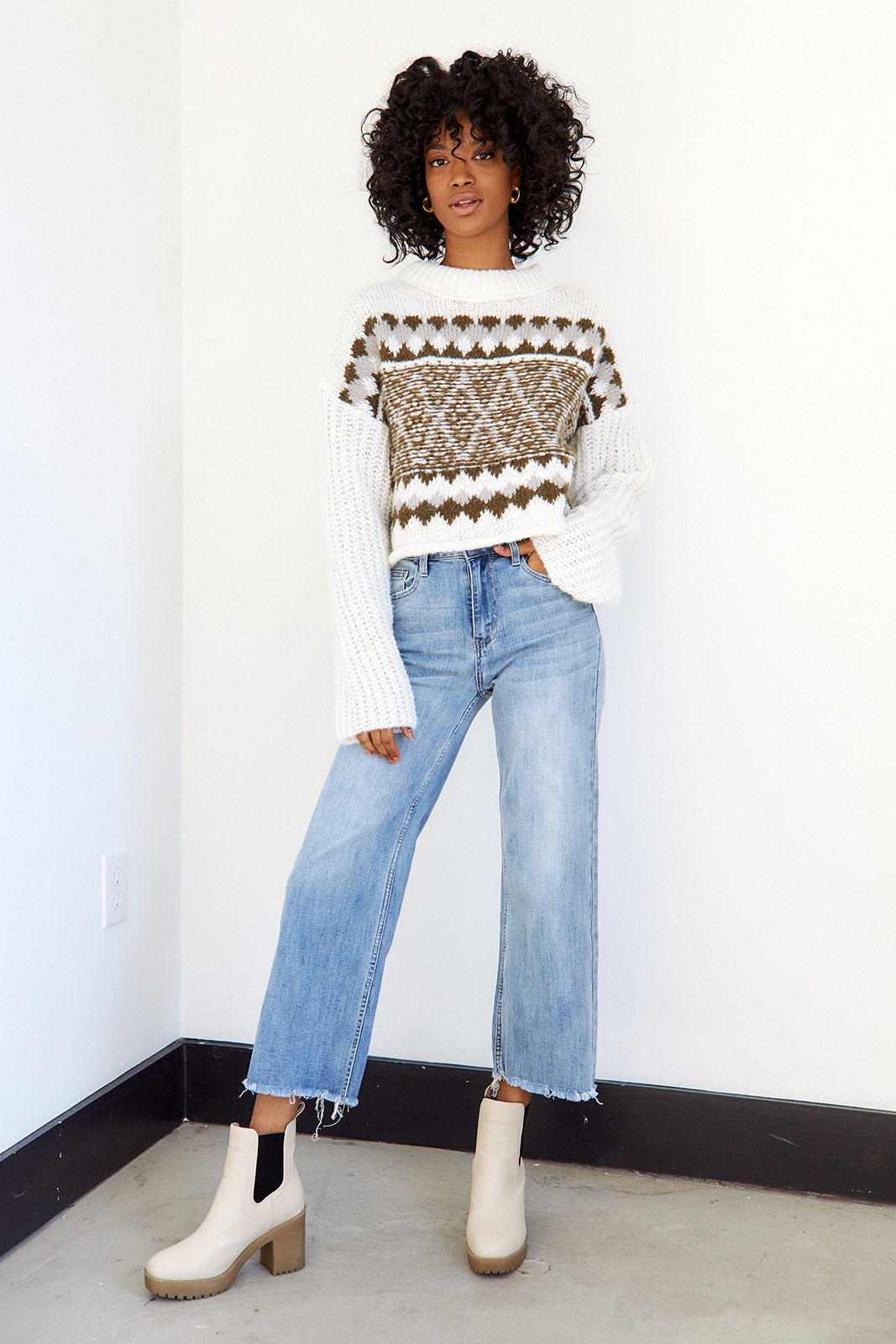 SALE - Claro Geometric Print Sweater - fab'rik