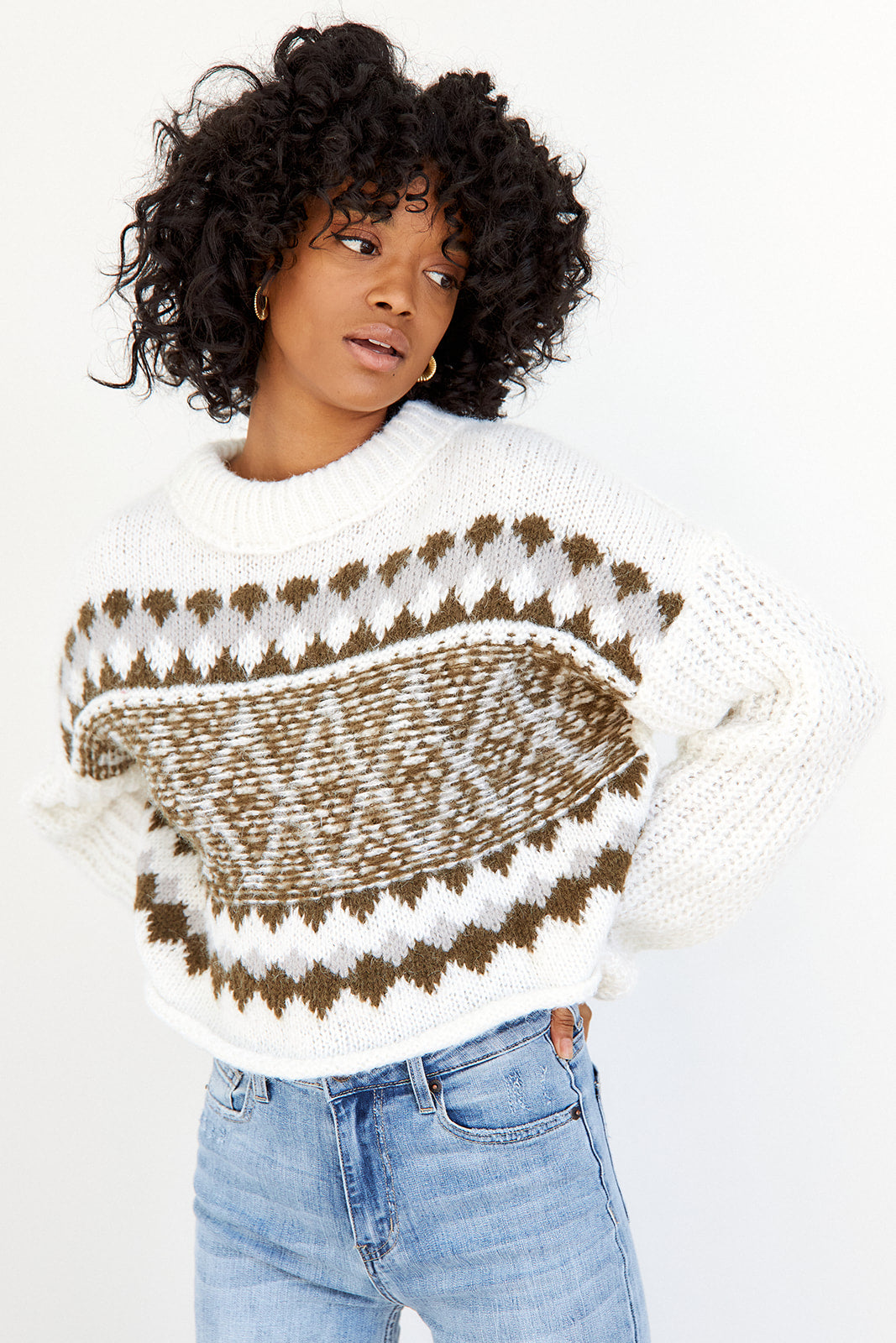 SALE - Claro Geometric Print Sweater - fab'rik