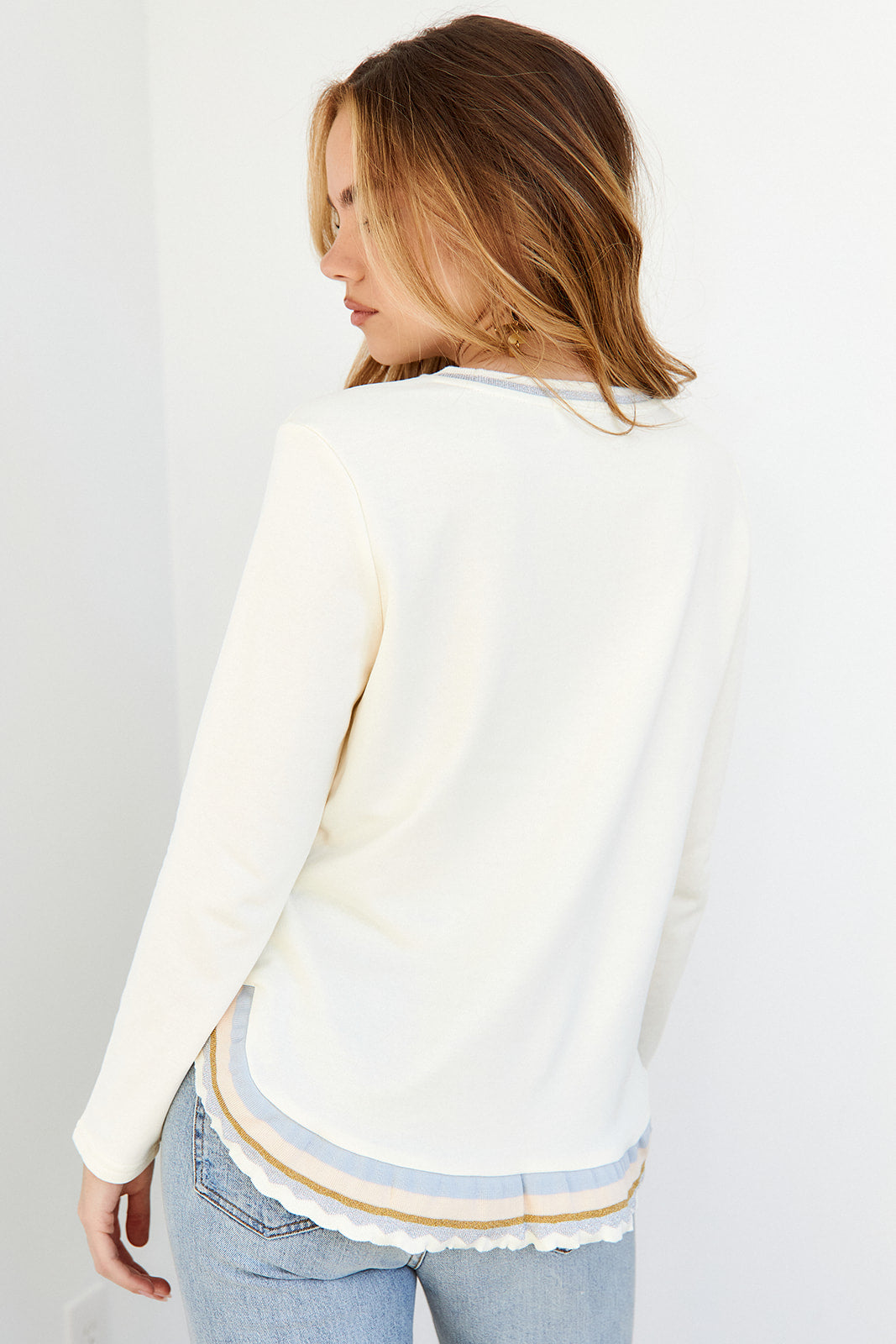 Frenchie Ruffle Hem Long Sleeve Knit Top - fab'rik