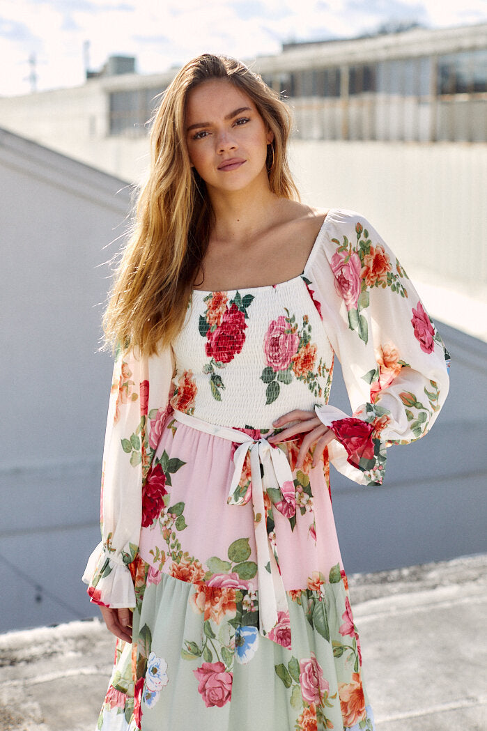SALE - Margot Floral Tiered Midi Dress - fab'rik