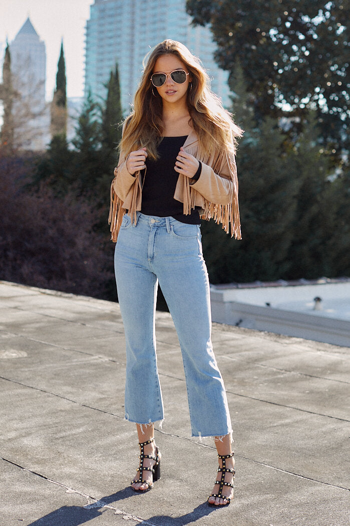 SALE - Monaco Fringe Suede Moto Jacket - fab'rik