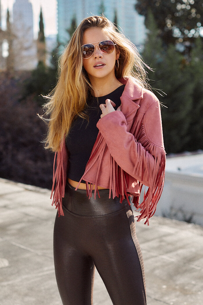 SALE - Monaco Fringe Suede Moto Jacket - fab'rik