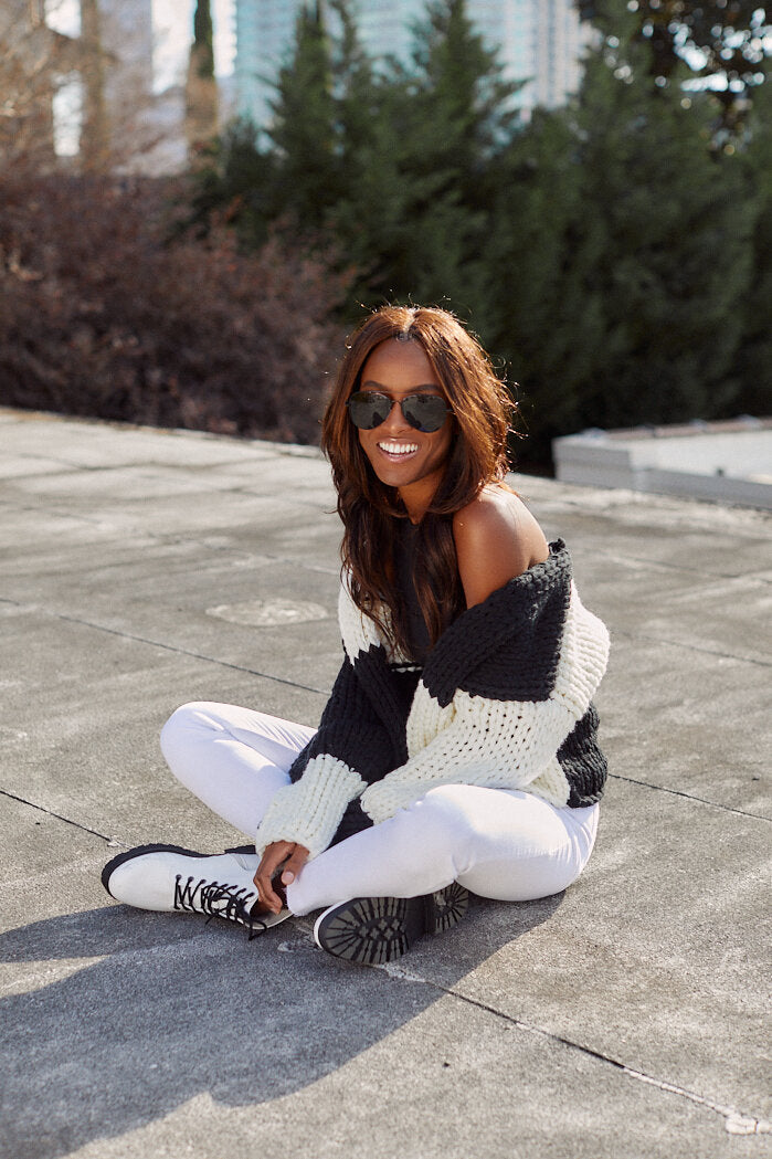 SALE - Apollo Color Block Chunky Sweater Cardigan - fab'rik