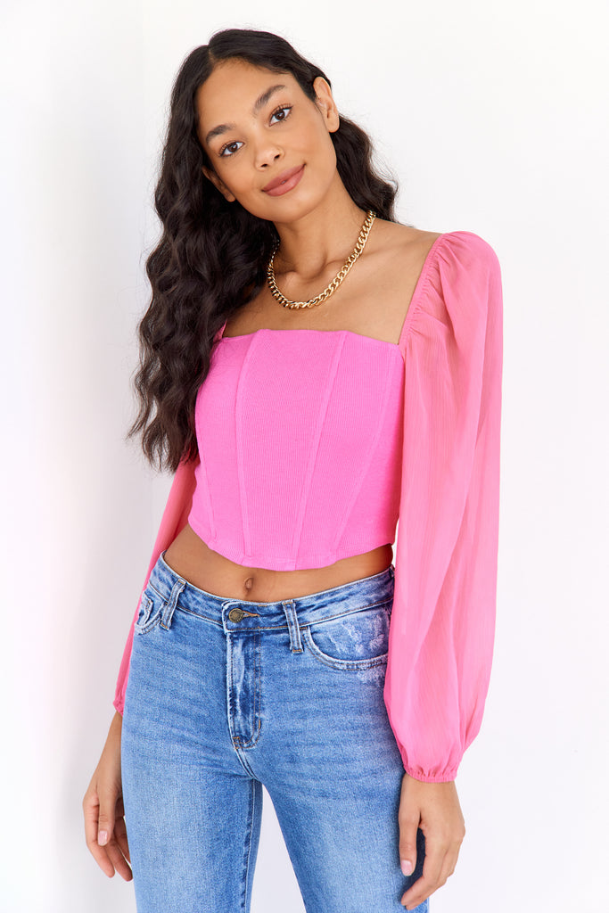Mia Long Sleeve Corset Top - fab'rik