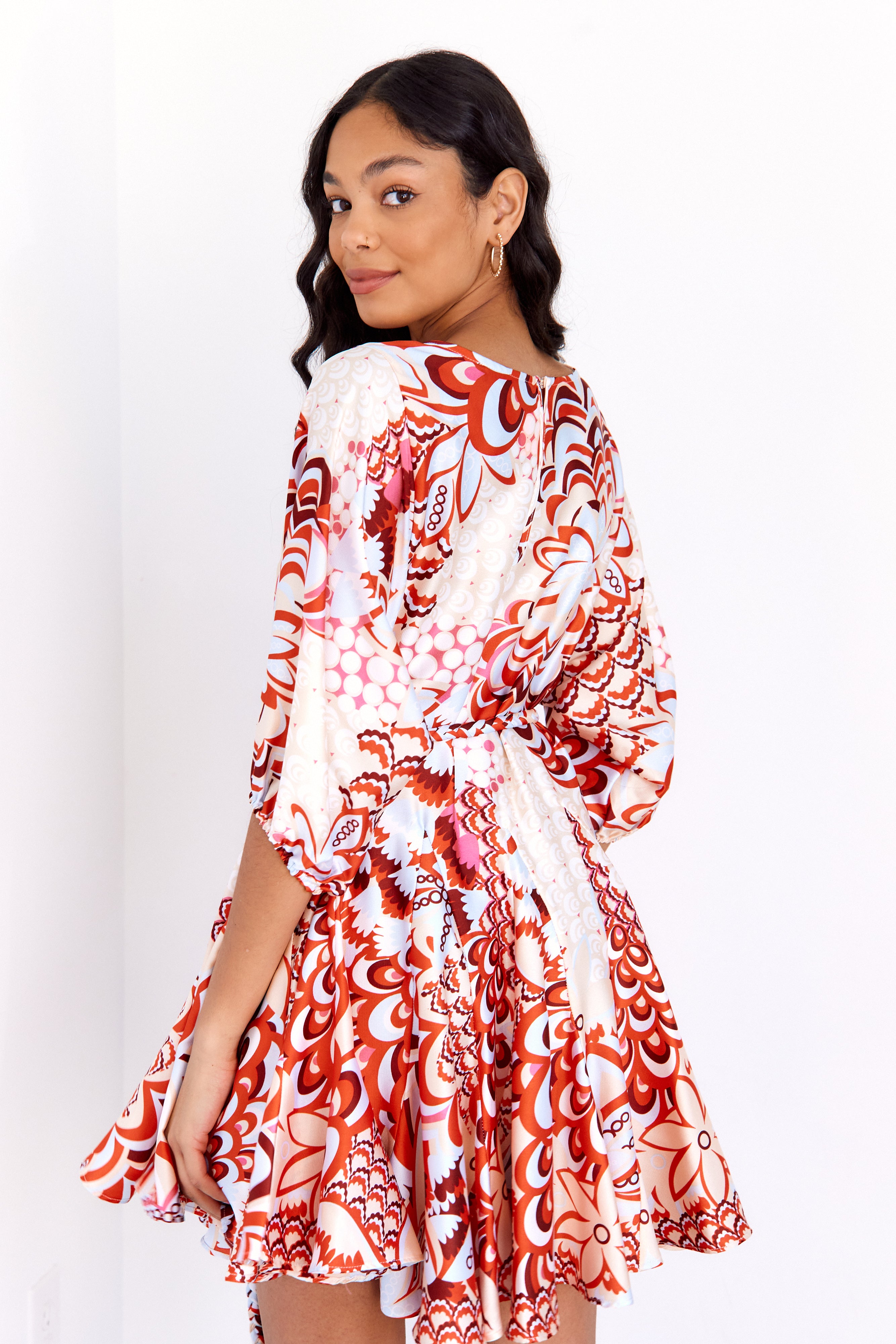 Regan Floral Tie Waist Mini Dress - fab'rik