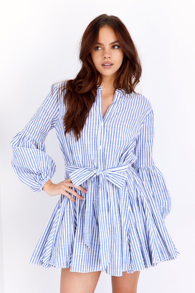 Sienna Button Front Striped Mini Dress - fab'rik